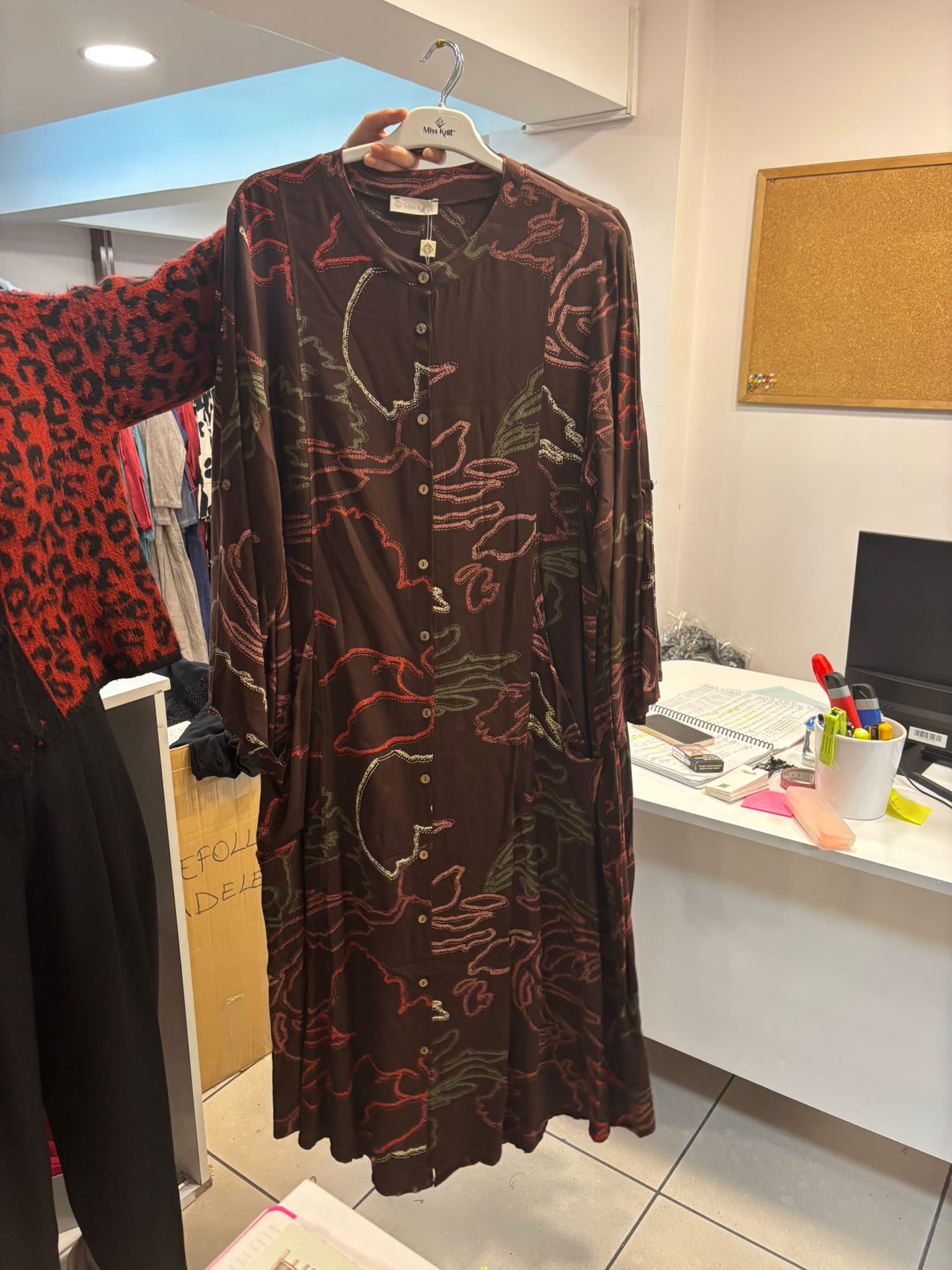 MİSS KNIT Soyut Çizgili Elbise Siyah