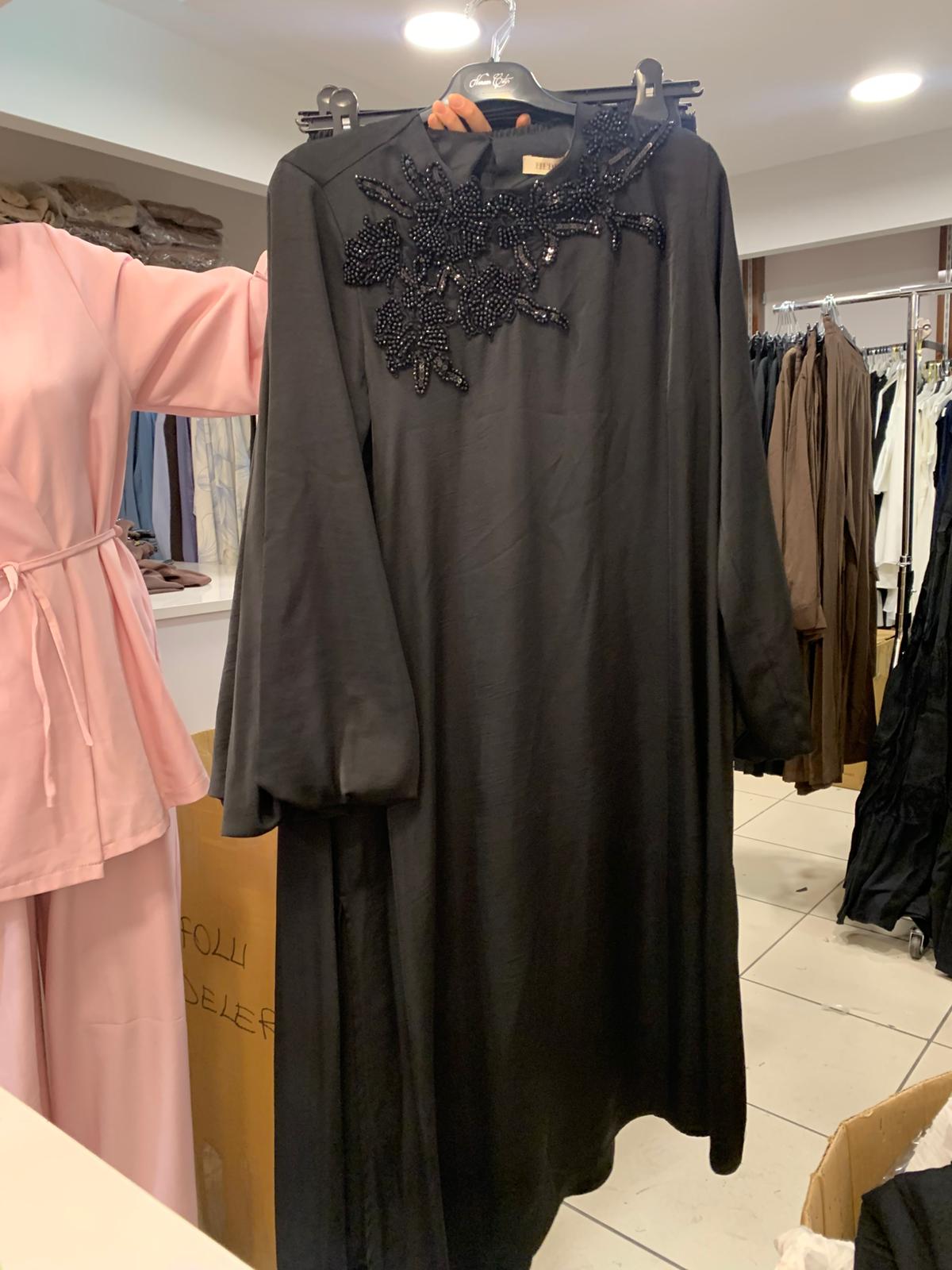 Taşlı Saten Pantolon Tkm Siyah 1