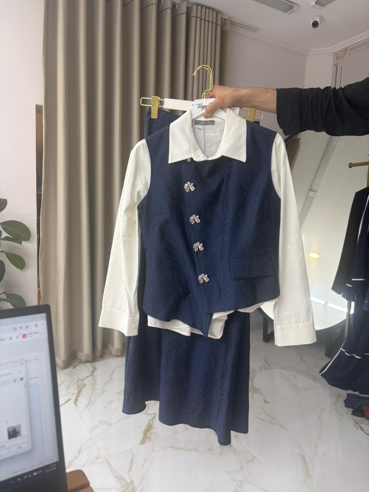 ORHAN STORE Yelekli Etekli Takım Mavi