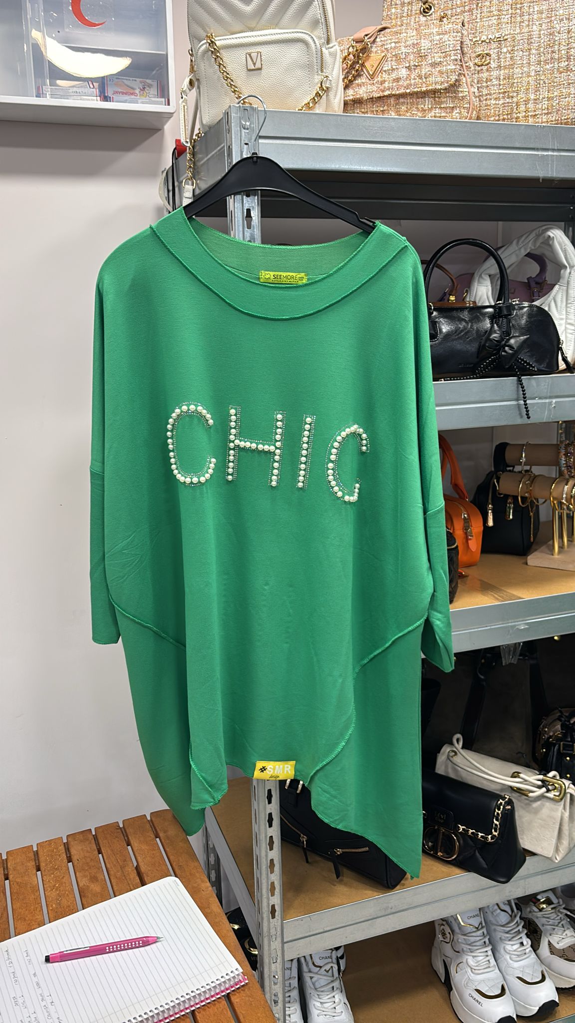SEEMORE Chic İnci Detaylı Tunik Yeşil