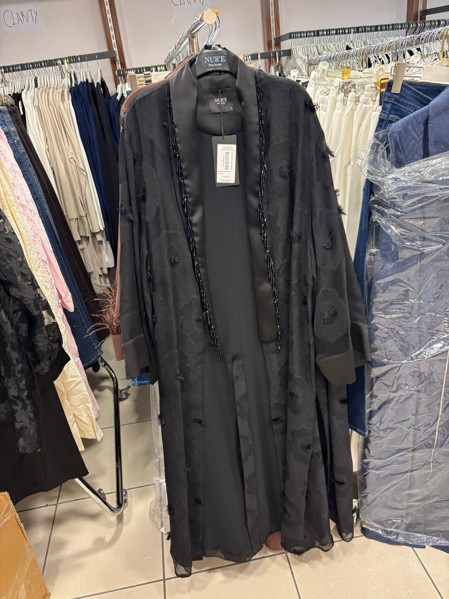 NUR'E Kristal Taşlı Kimono Siyah