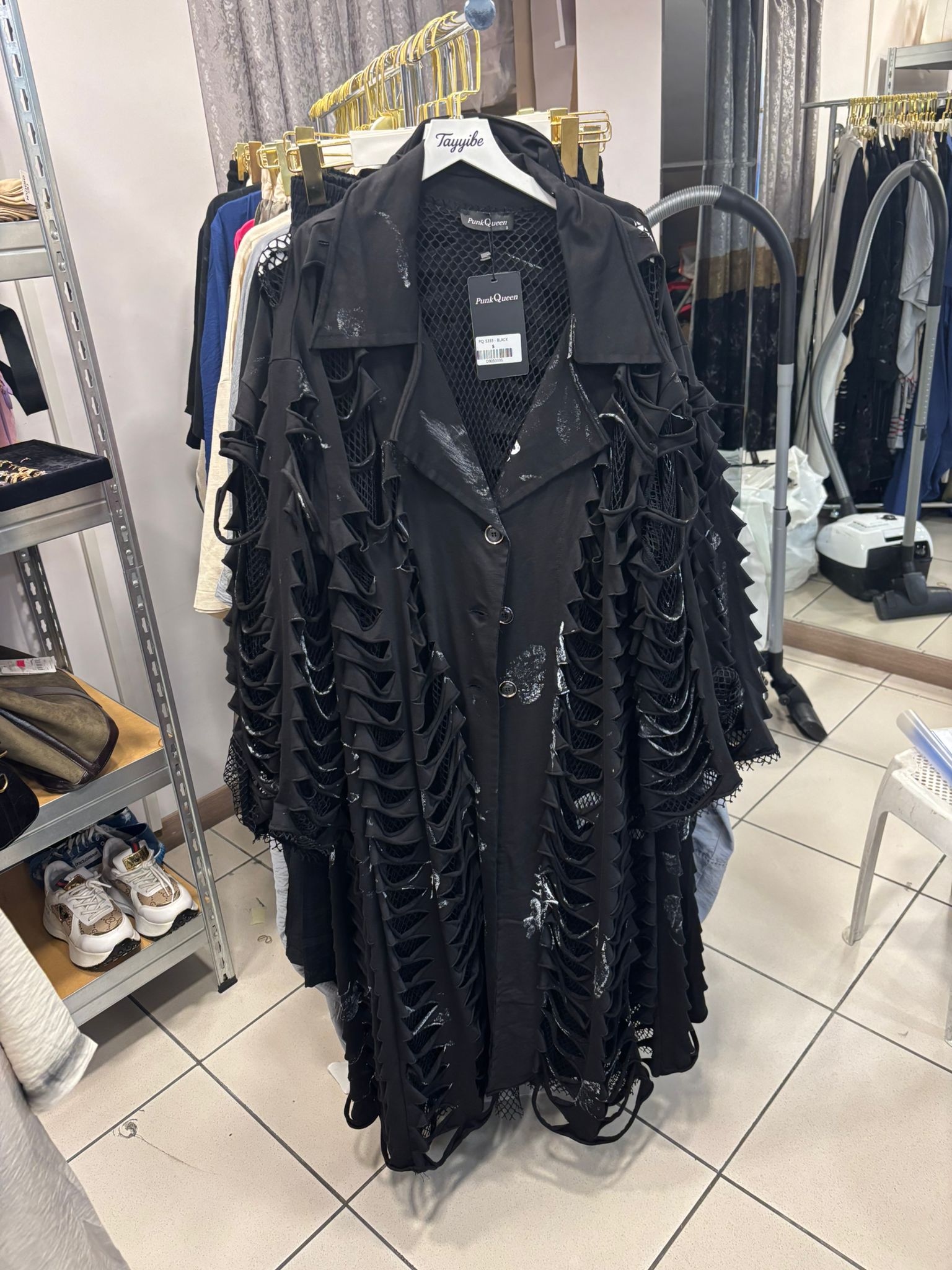 PUNKQUEEN Yırtıklı Kap Siyah
