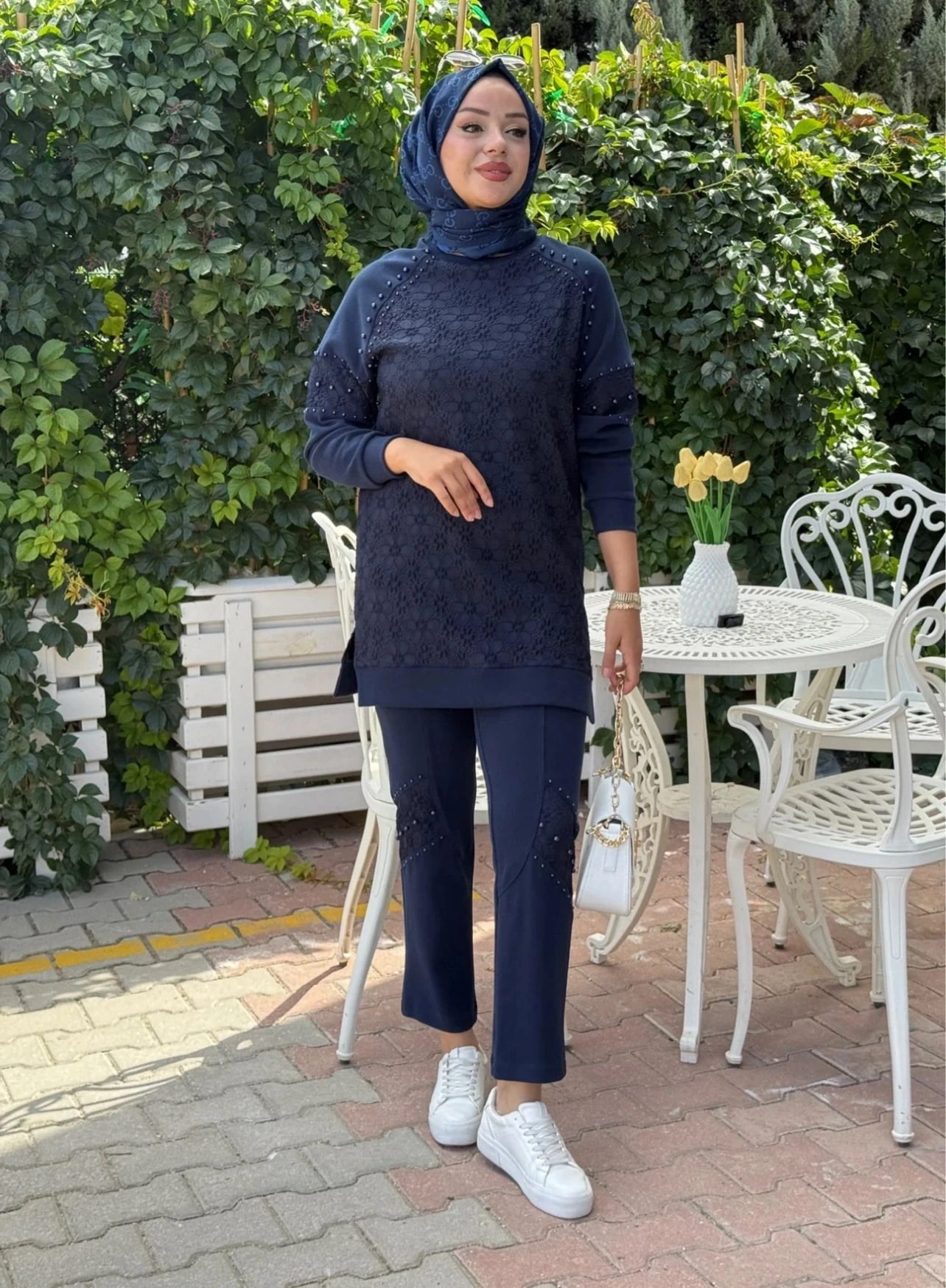 PUREVA JAKAR MODAL TUNİK PANTOLTAKIM Lacivert