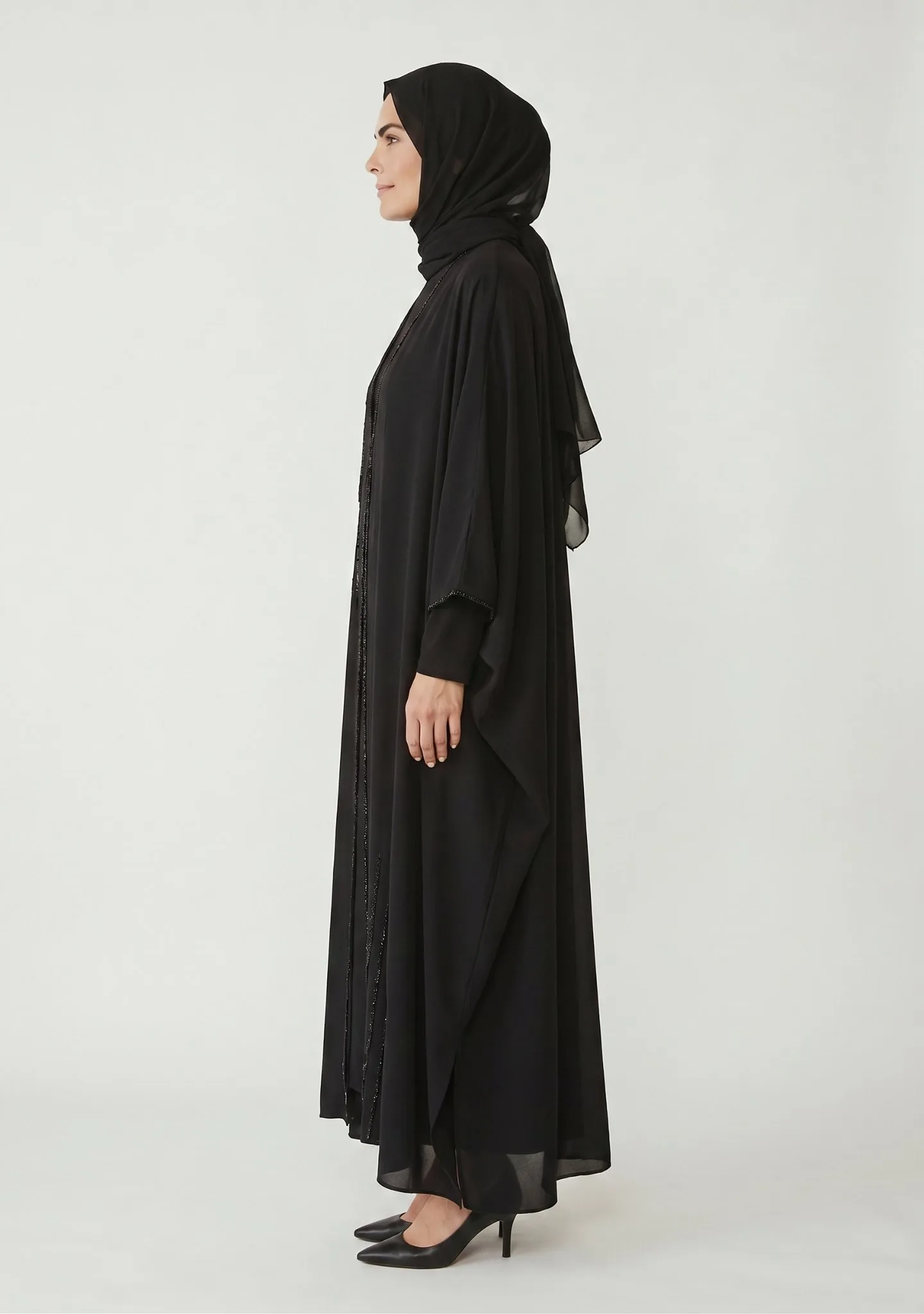 TAŞ İŞLEMELİ ABAYA Siyah 4