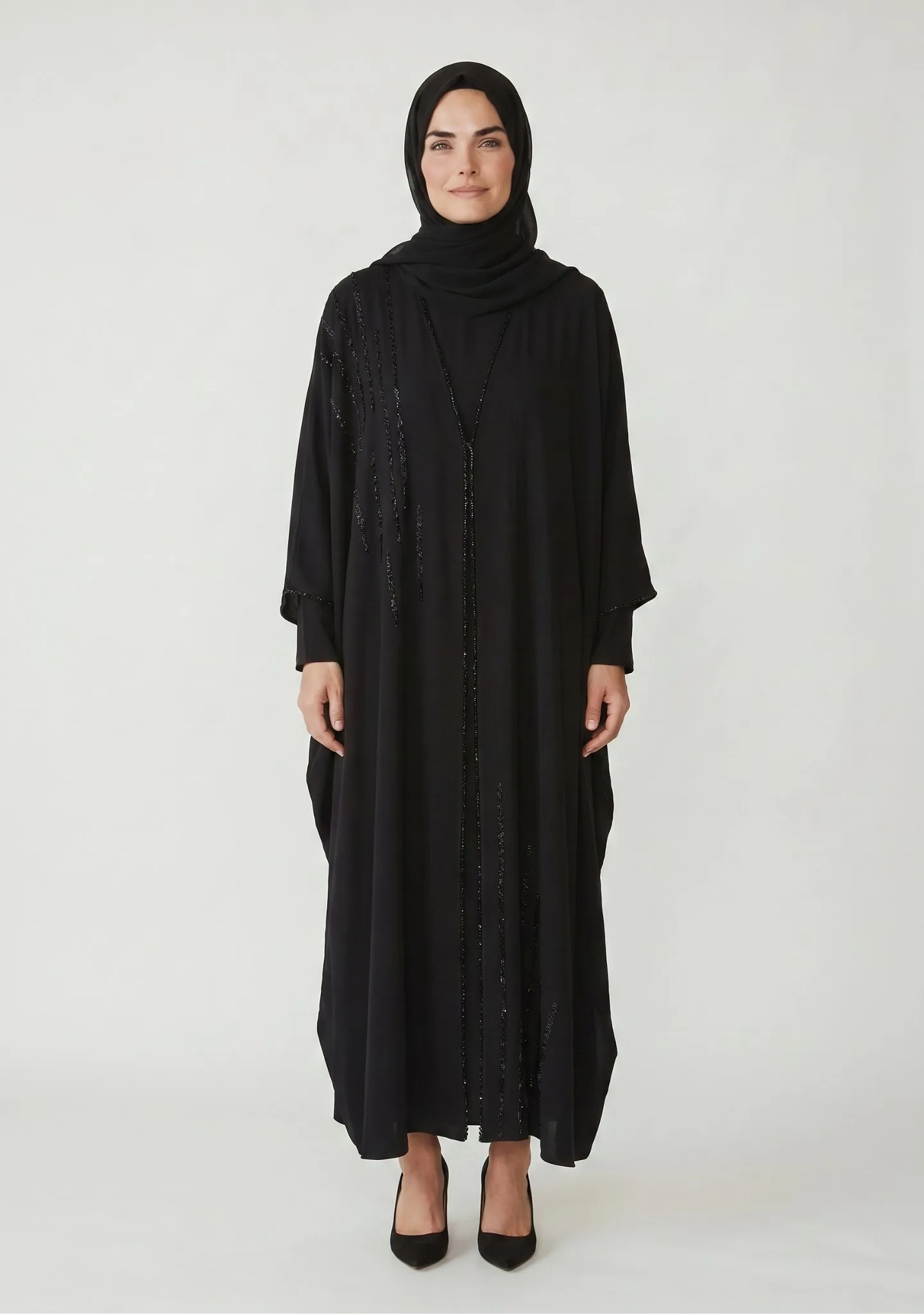 TAŞ İŞLEMELİ ABAYA Siyah 2