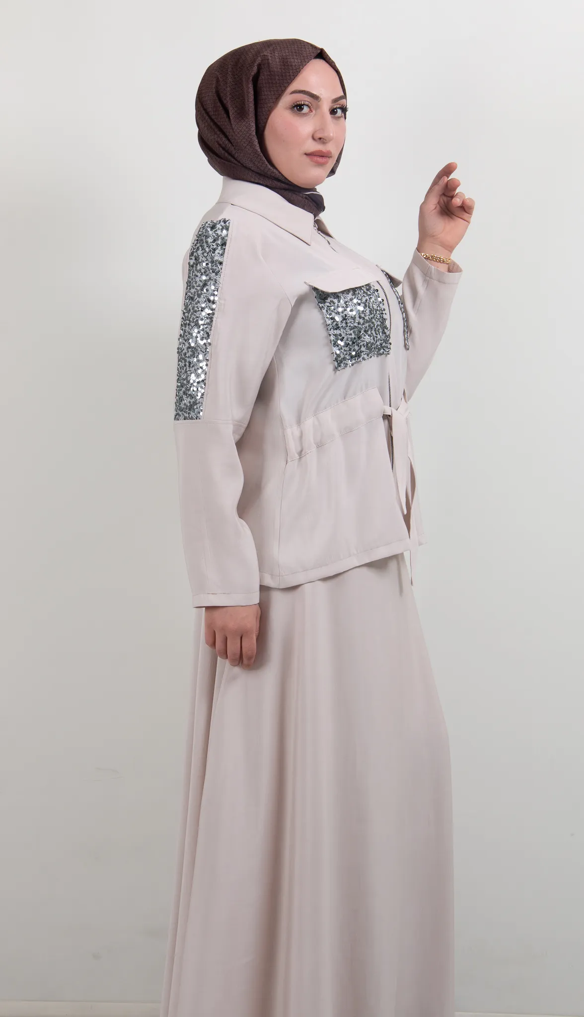 PUL PAYETLİ KLOŞ ETEK 2'Lİ TAKIM Bej 3