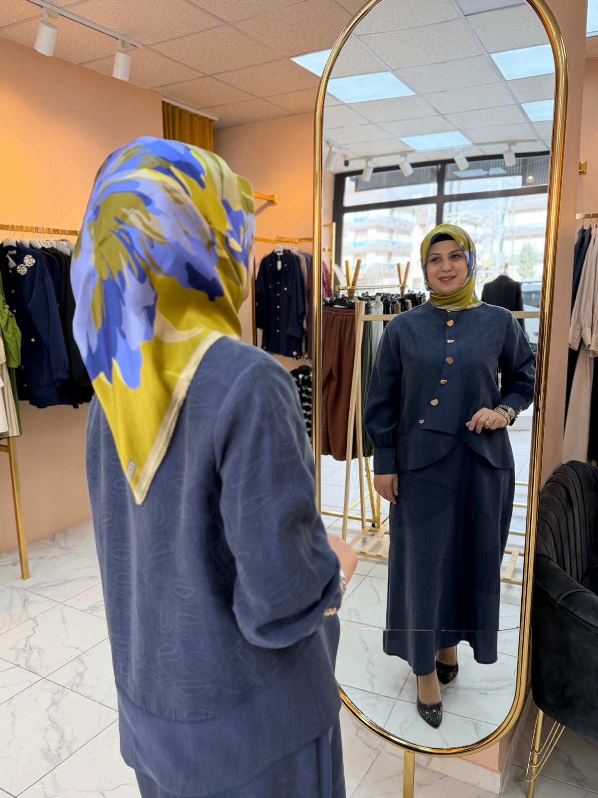 MEVA PLUS TENCEL JAKAR ELBİSE Lacivert