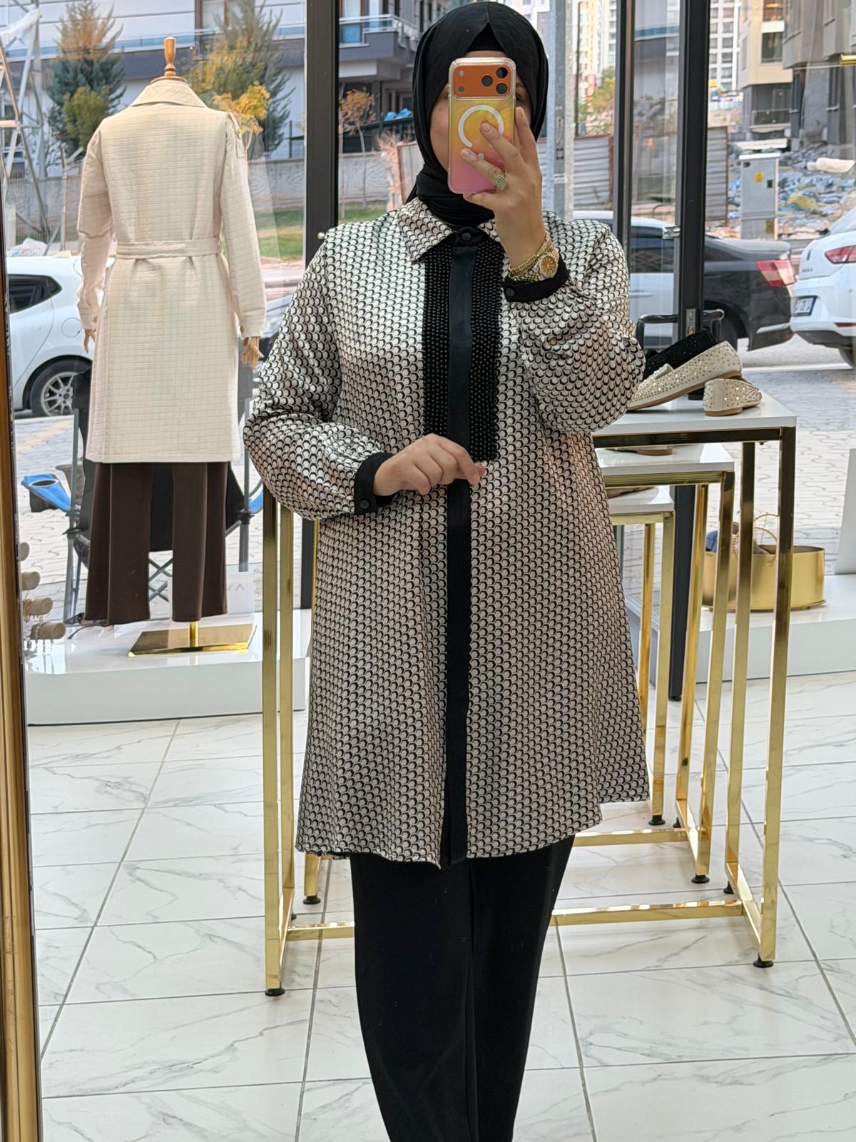 MEVA PLUS İPEK SATEN TUNİK Siyah