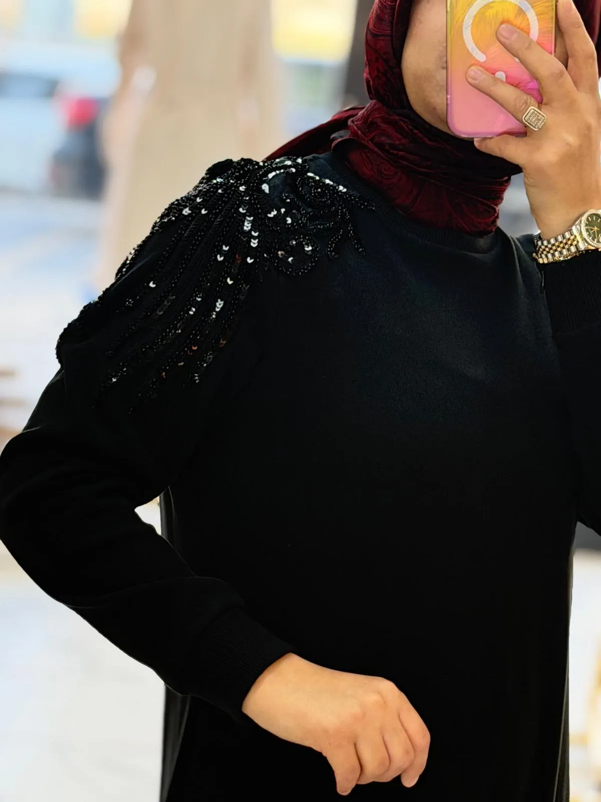PUREVA ŞARDONLU ELBİSE Siyah 3