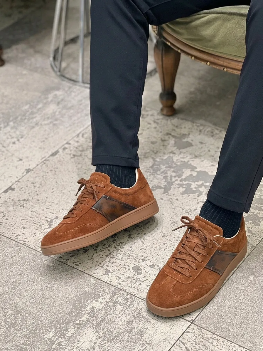 Termo Taban Suet Deri Sneaker Lacivert 2