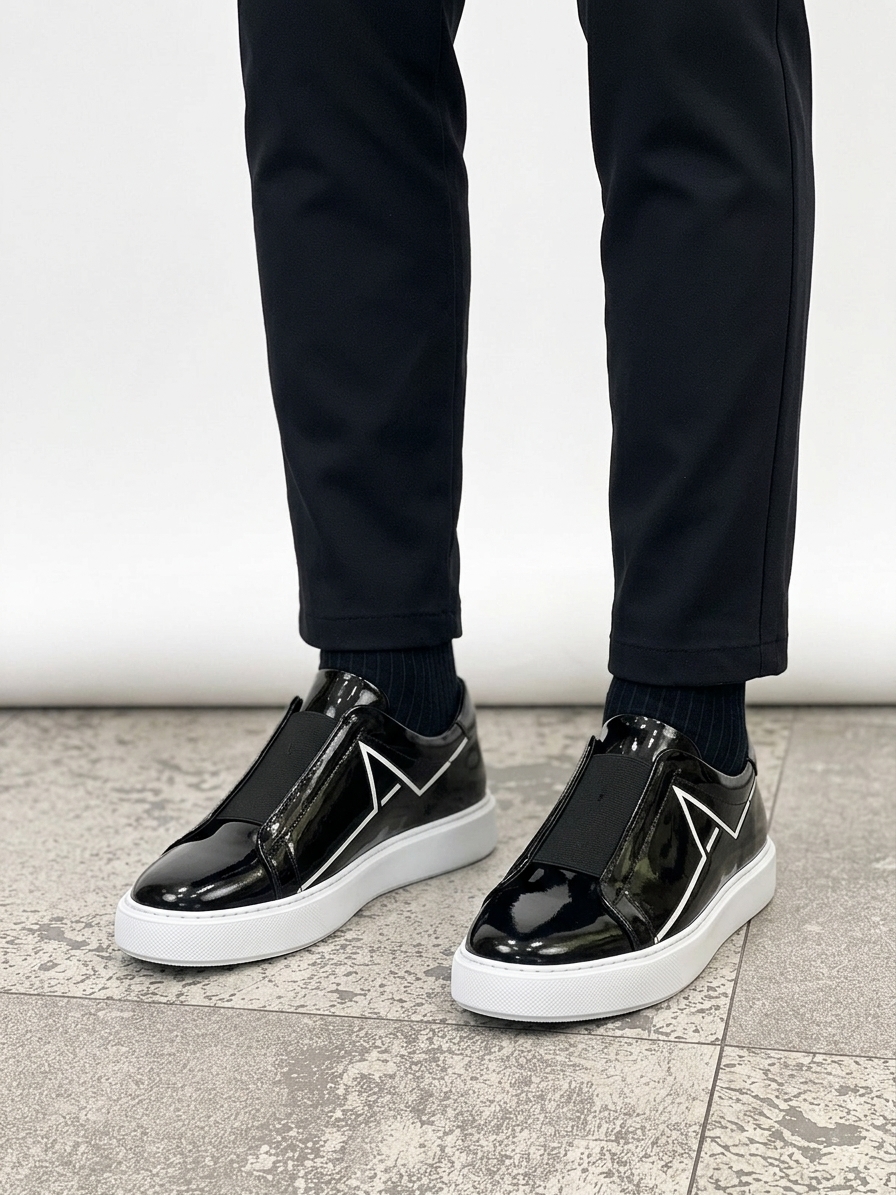 Eva Taban Rugan Deri Sneaker Siyah 4