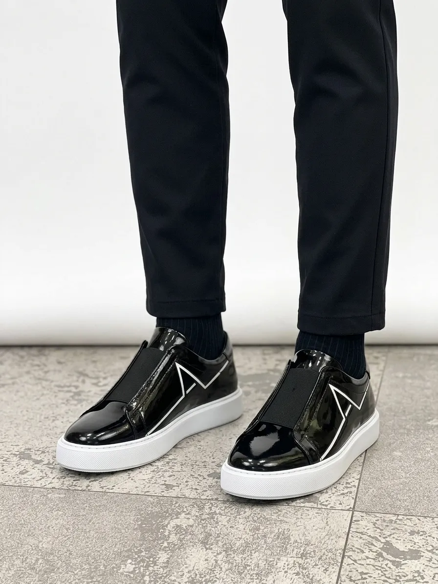 Eva Taban Rugan Deri Sneaker Siyah 4