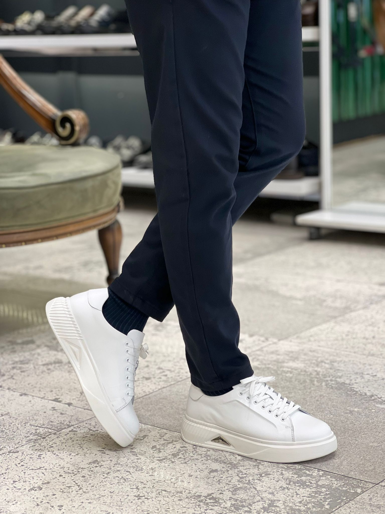 İthal taban Cilt deri sneaker Beyaz 2