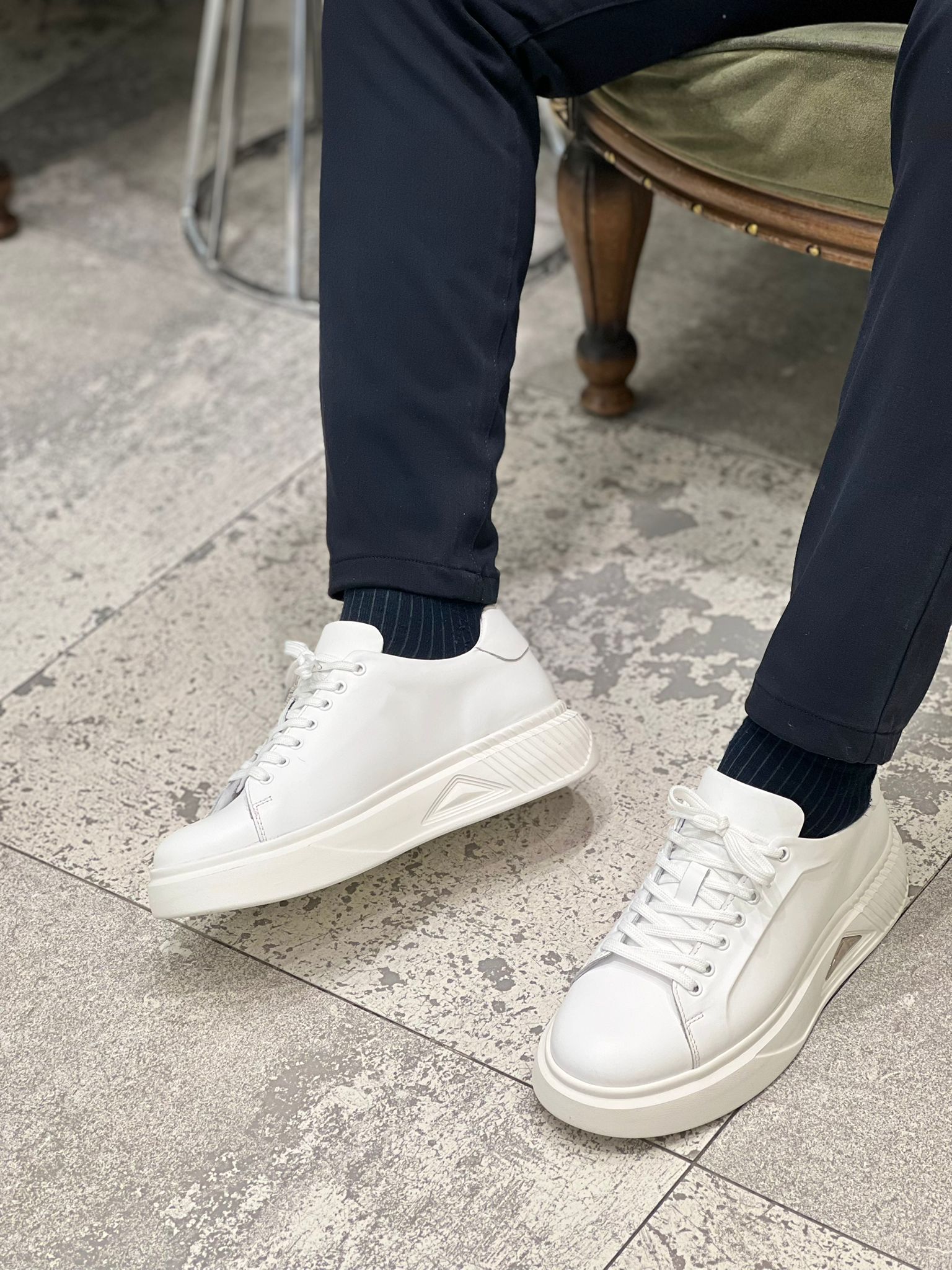 İthal taban Cilt deri sneaker Beyaz