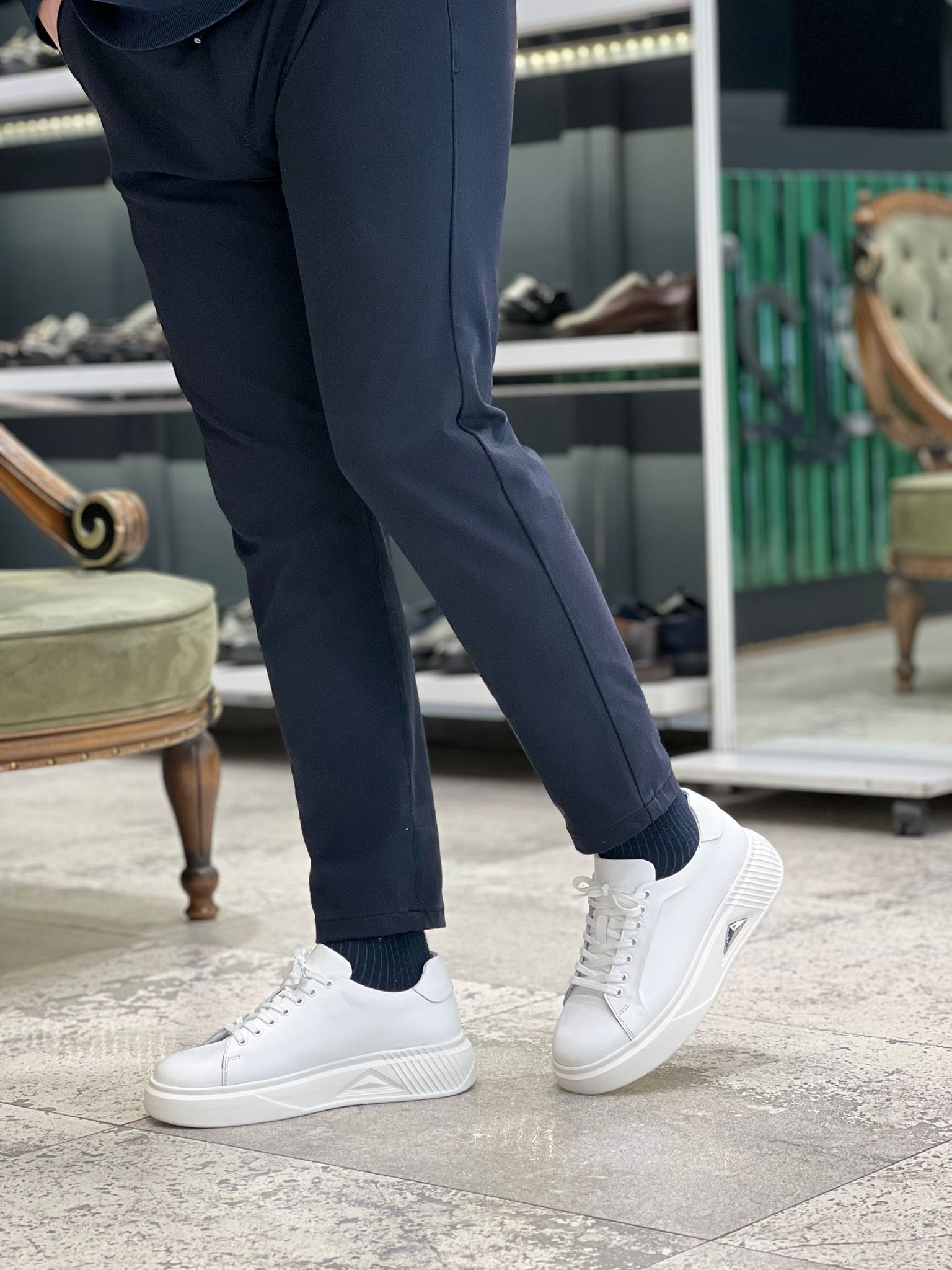 İthal taban Cilt deri sneaker Beyaz 4