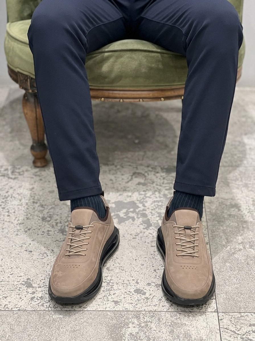 İthal Taban Hakiki Deri Spor Kum Bej 2