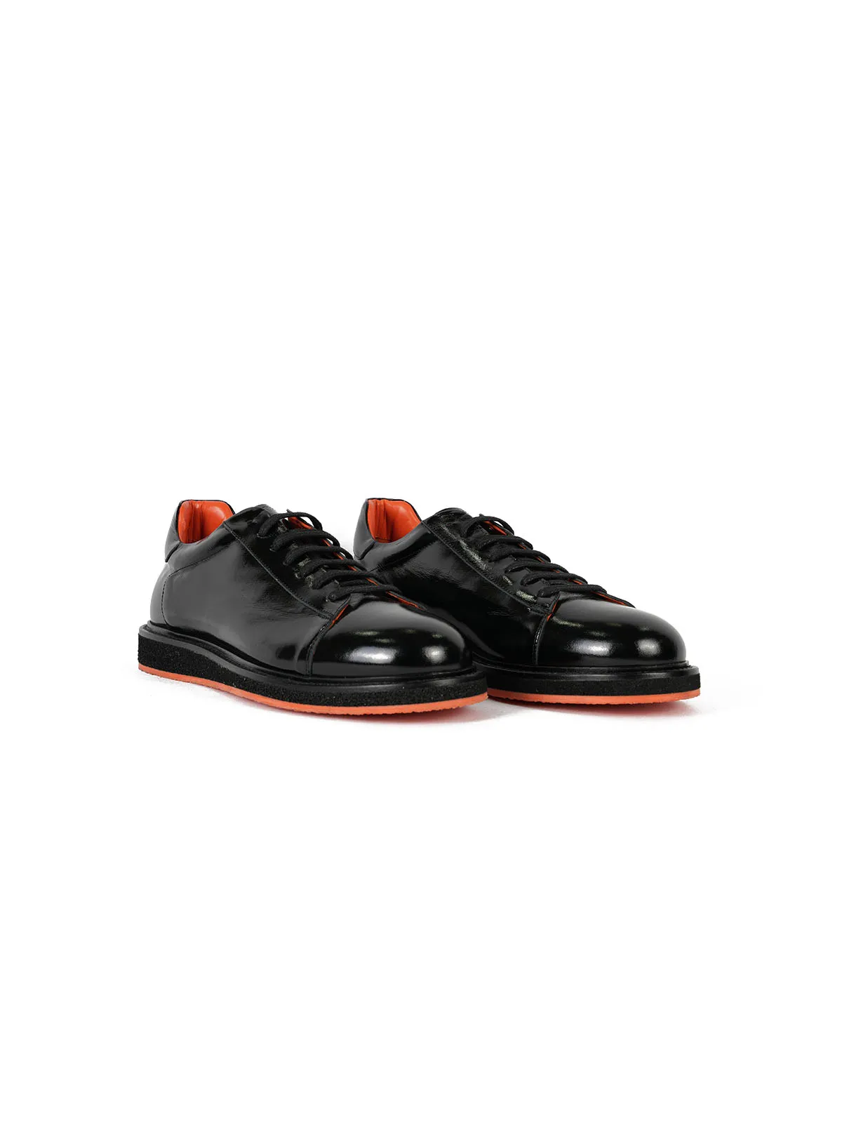 Eva Taban Kırışık Rugan Deri Sneaker Siyah 2