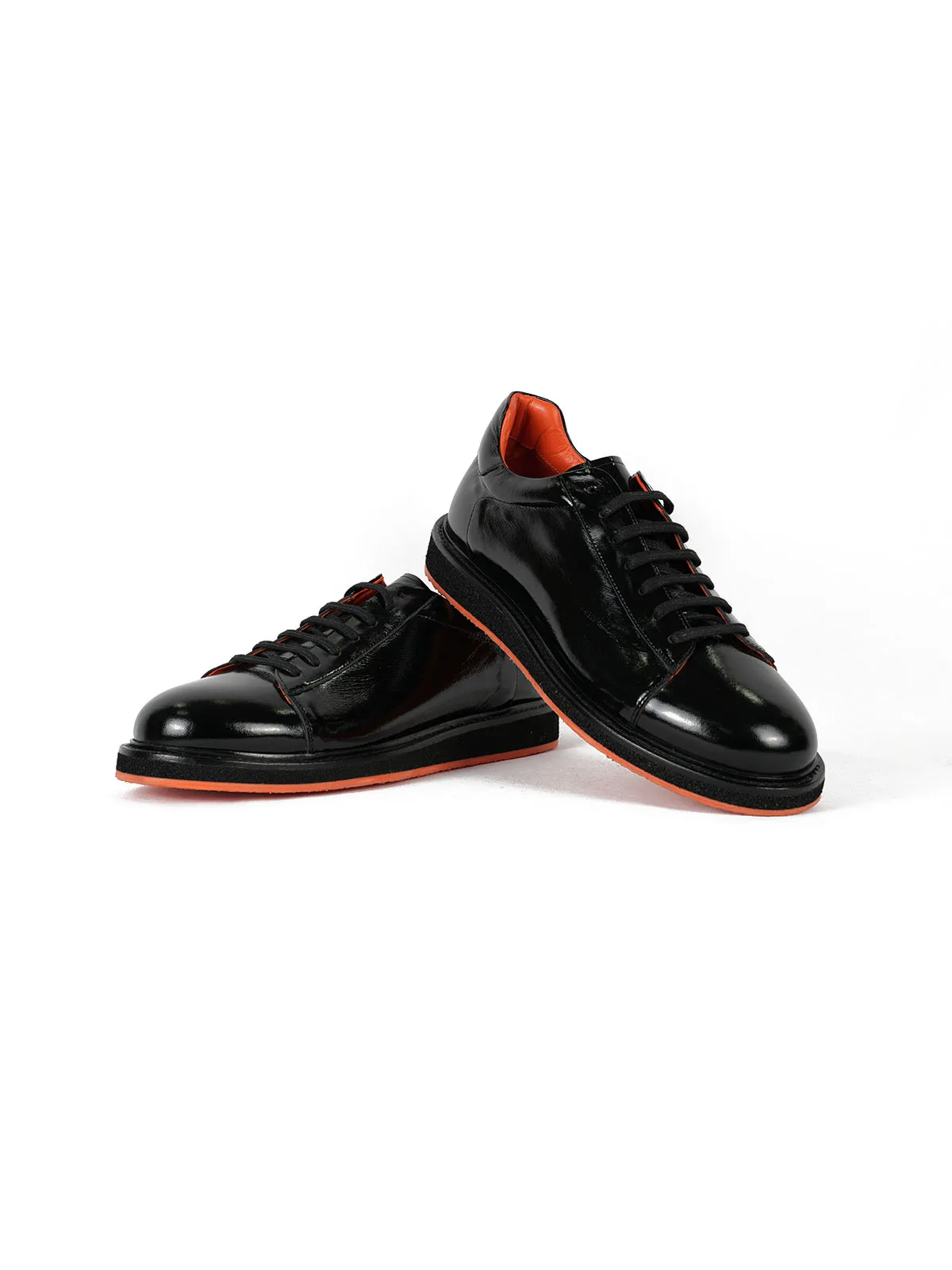 Eva Taban Kırışık Rugan Deri Sneaker Siyah 3