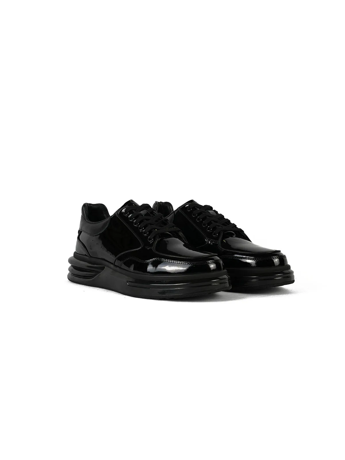İthal Taban Rugan Deri Sneaker Siyah 2