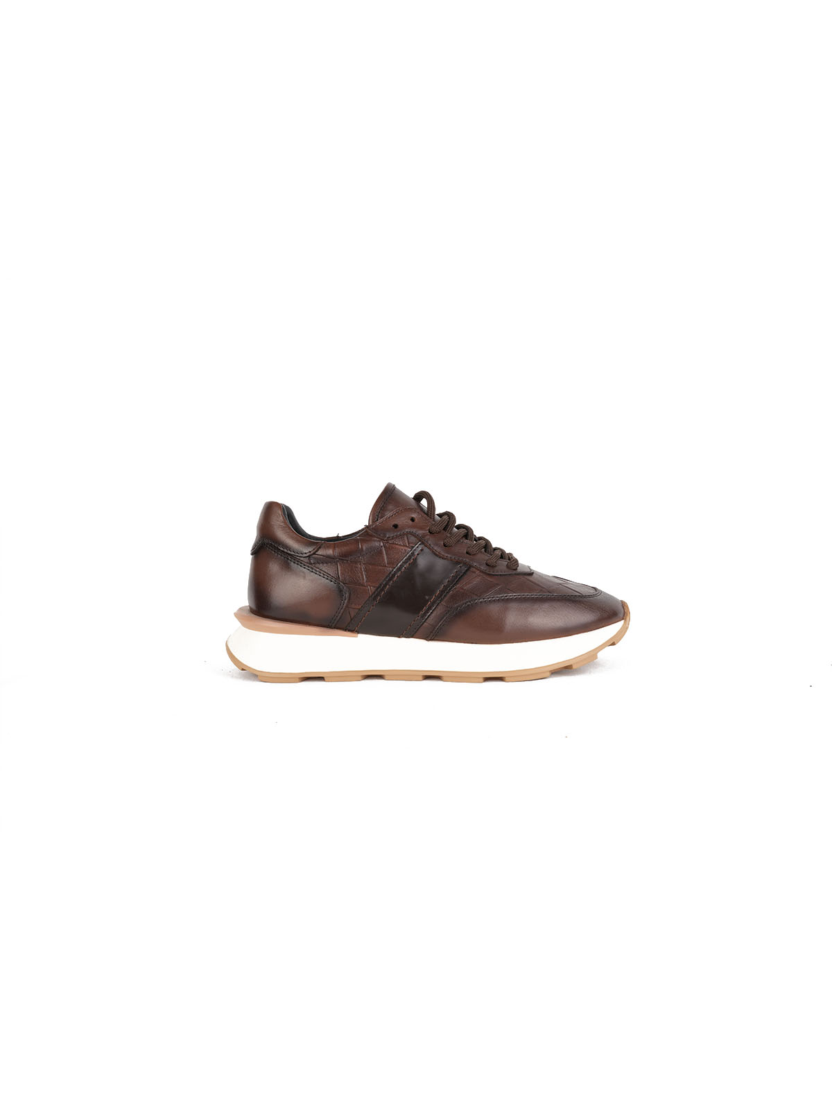 Eva Taban Kroko Detay Cilt Deri  Sneaker Kahve 1