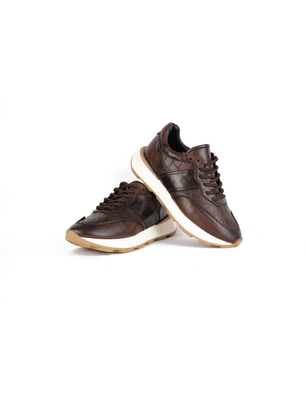Eva Taban Kroko Detay Cilt Deri  Sneaker Kahve 3