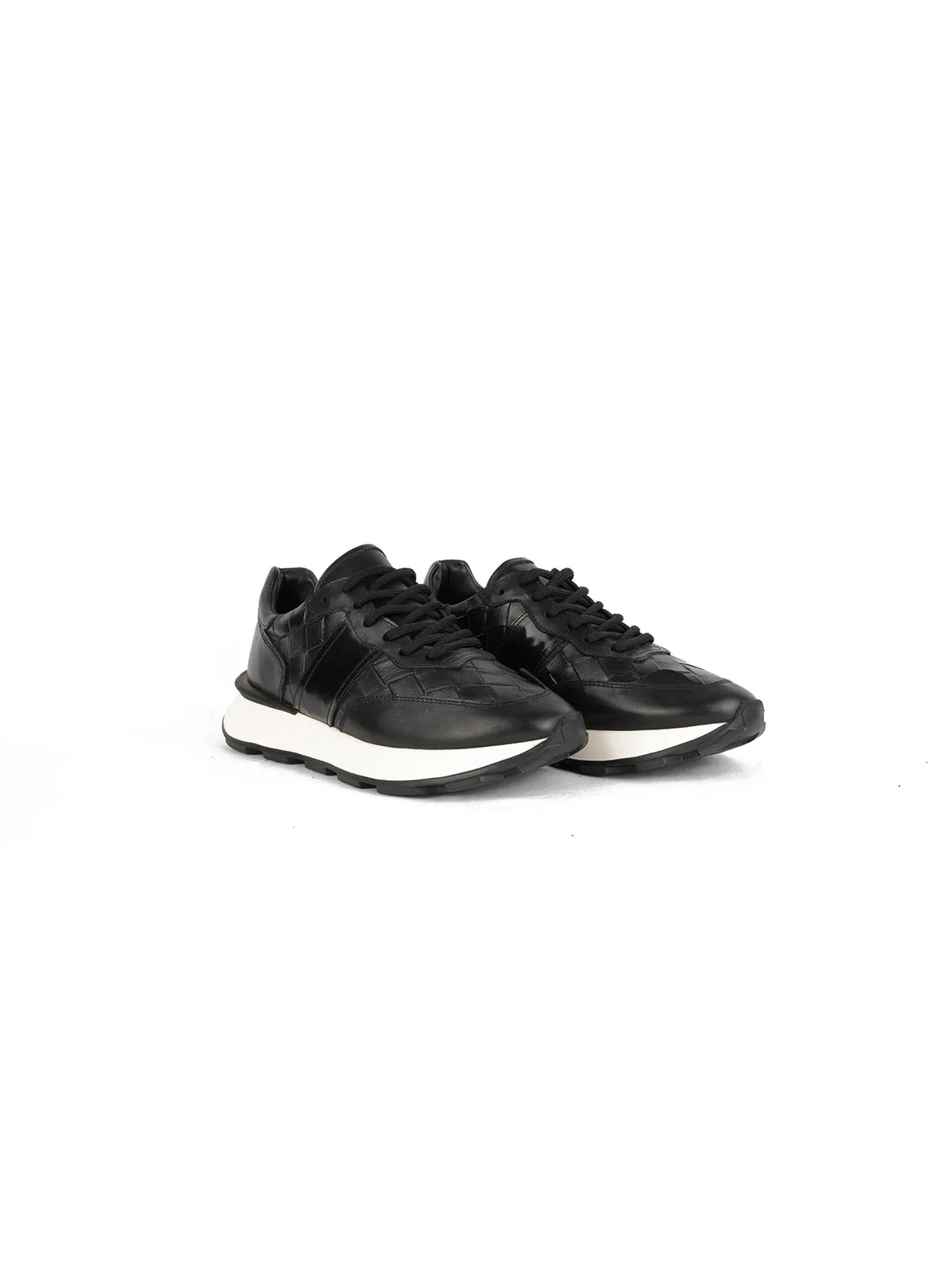 Eva Taban Kroko Detay Cilt Deri  Sneaker Siyah 2