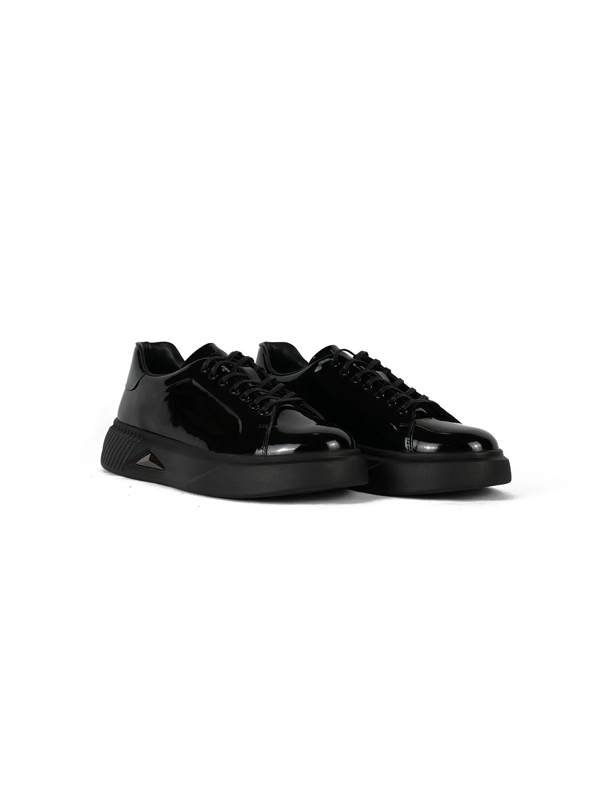 EVA Taban Yan Metal Detay Rugan Deri Sneaker Siyah 2