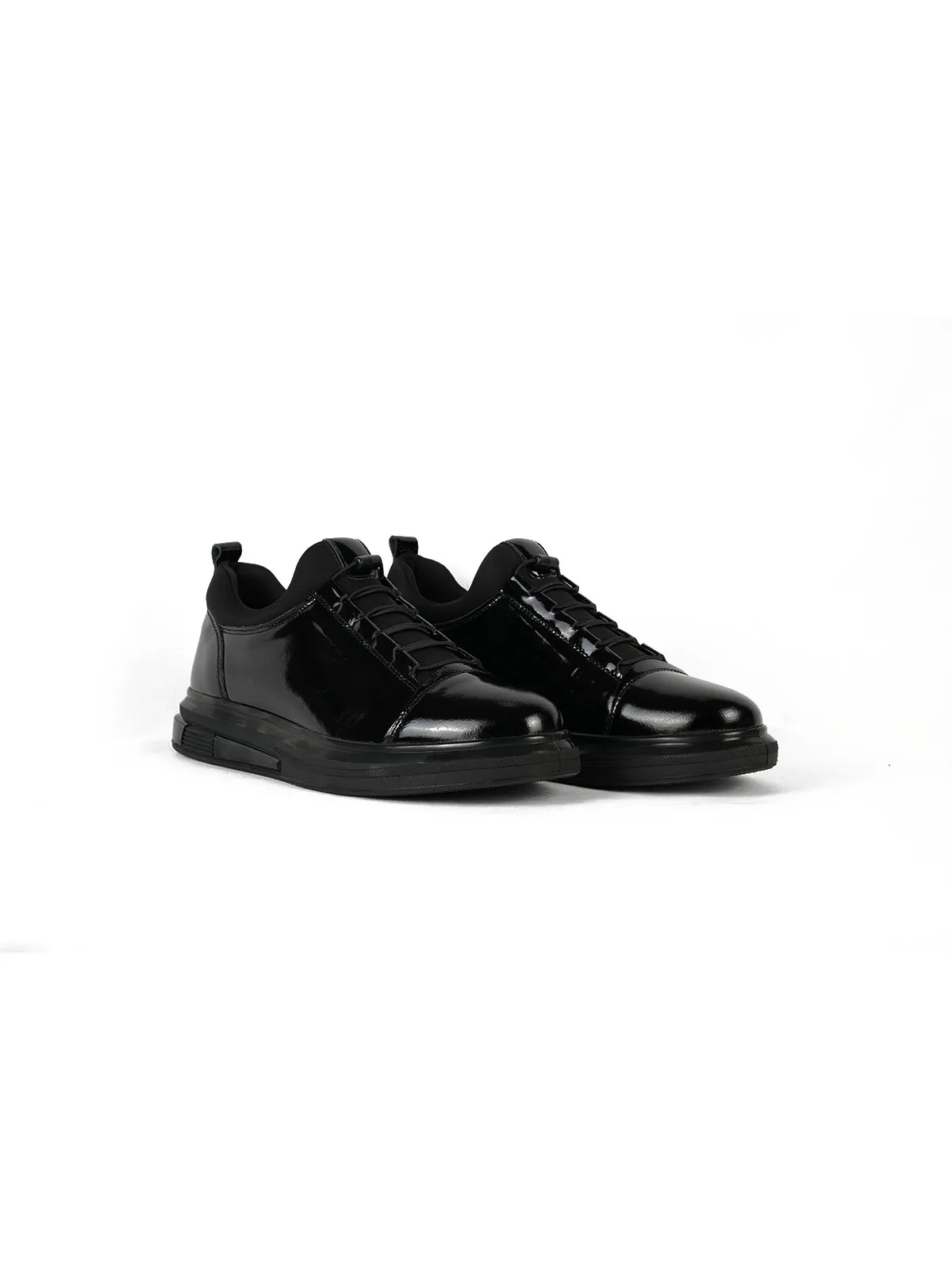 İthal Taban Rugan  Deri Sneaker Siyah 2