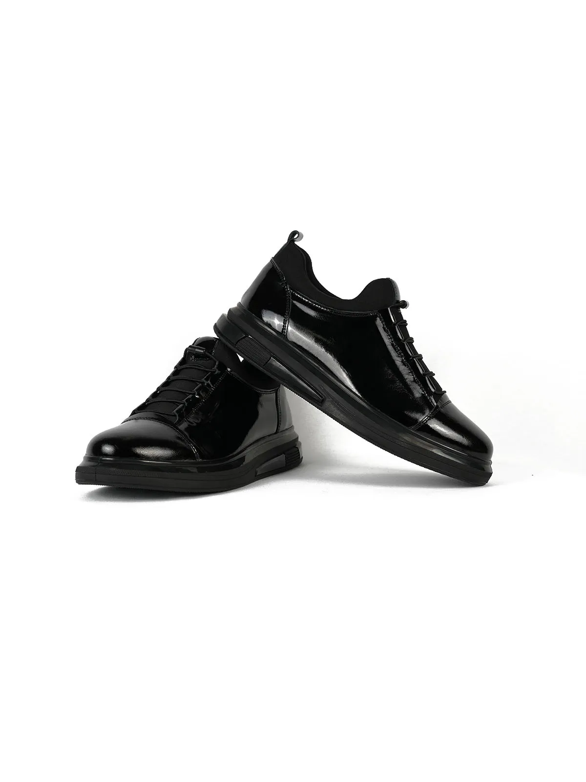 İthal Taban Rugan  Deri Sneaker Siyah 3