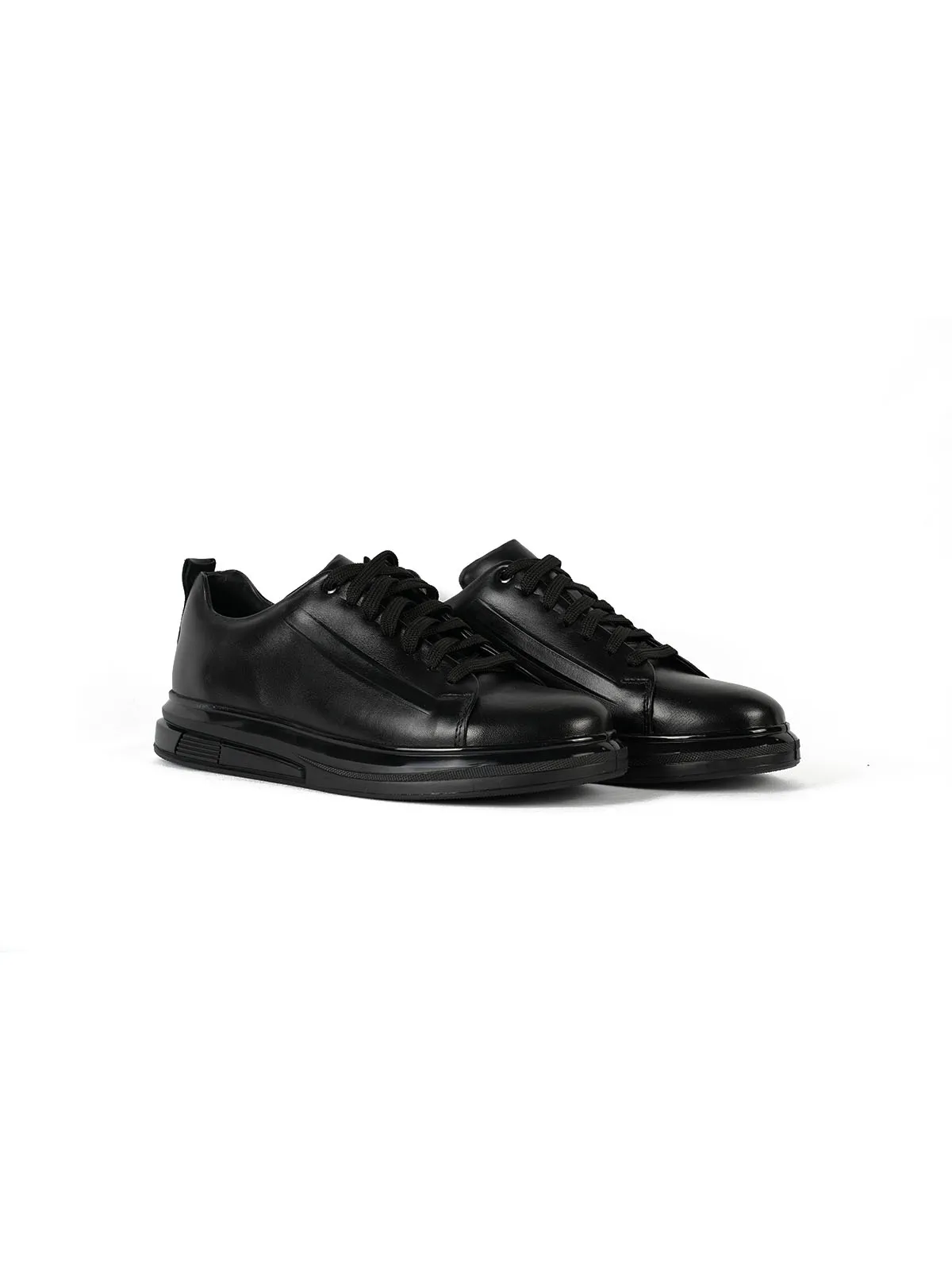 Eva Taban Cilt Deri Sneaker Siyah 2