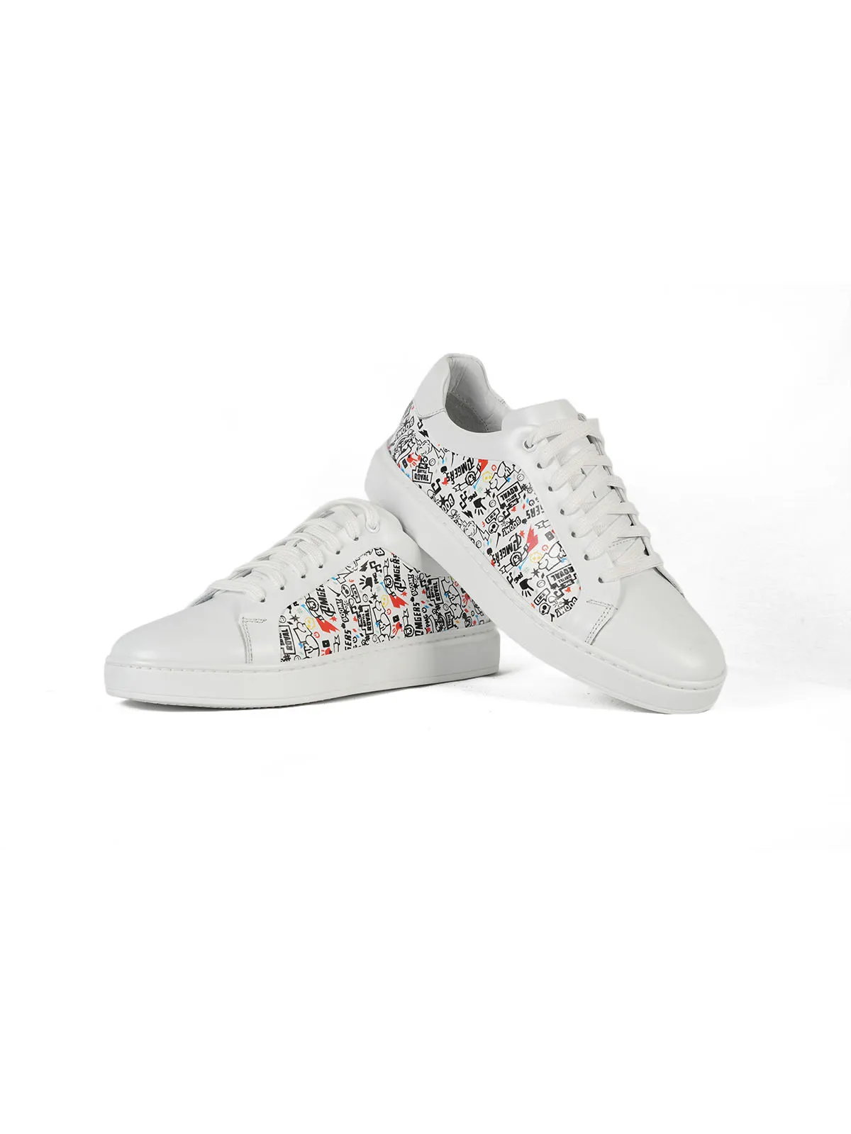 Kauçuk Taban Cilt Deri Sneaker Beyaz 3