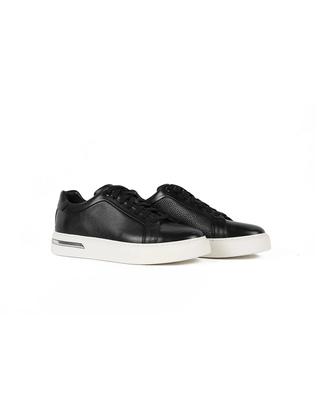 Eva Taban Metal Topuk Detay Cilt Deri Sneaker Siyah 2