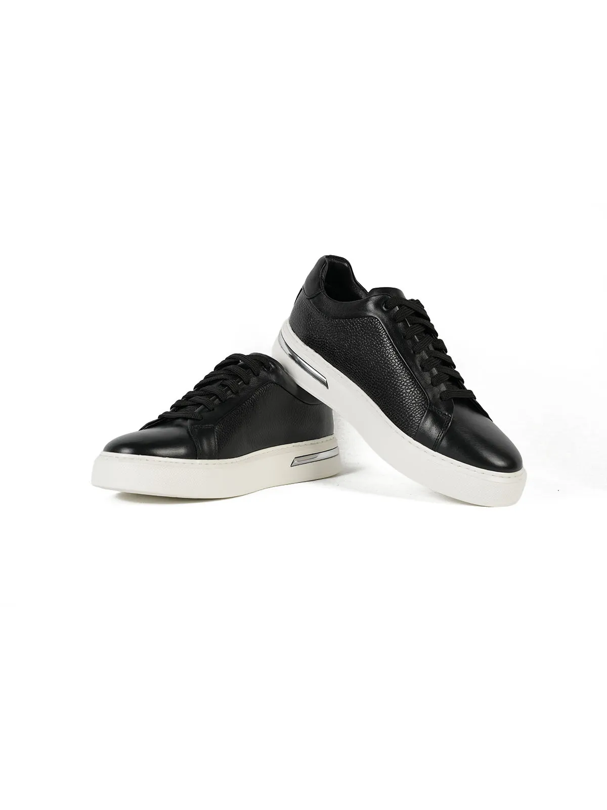 Eva Taban Metal Topuk Detay Cilt Deri Sneaker Siyah 3