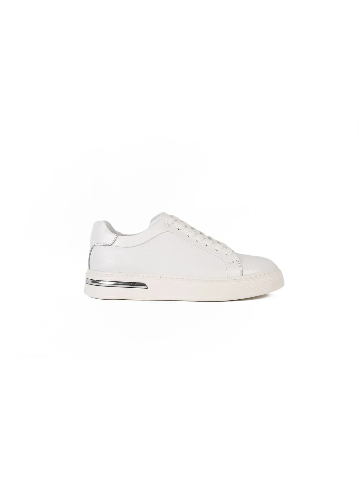 Eva Taban Metal Topuk Detay Cilt Deri Sneaker Beyaz