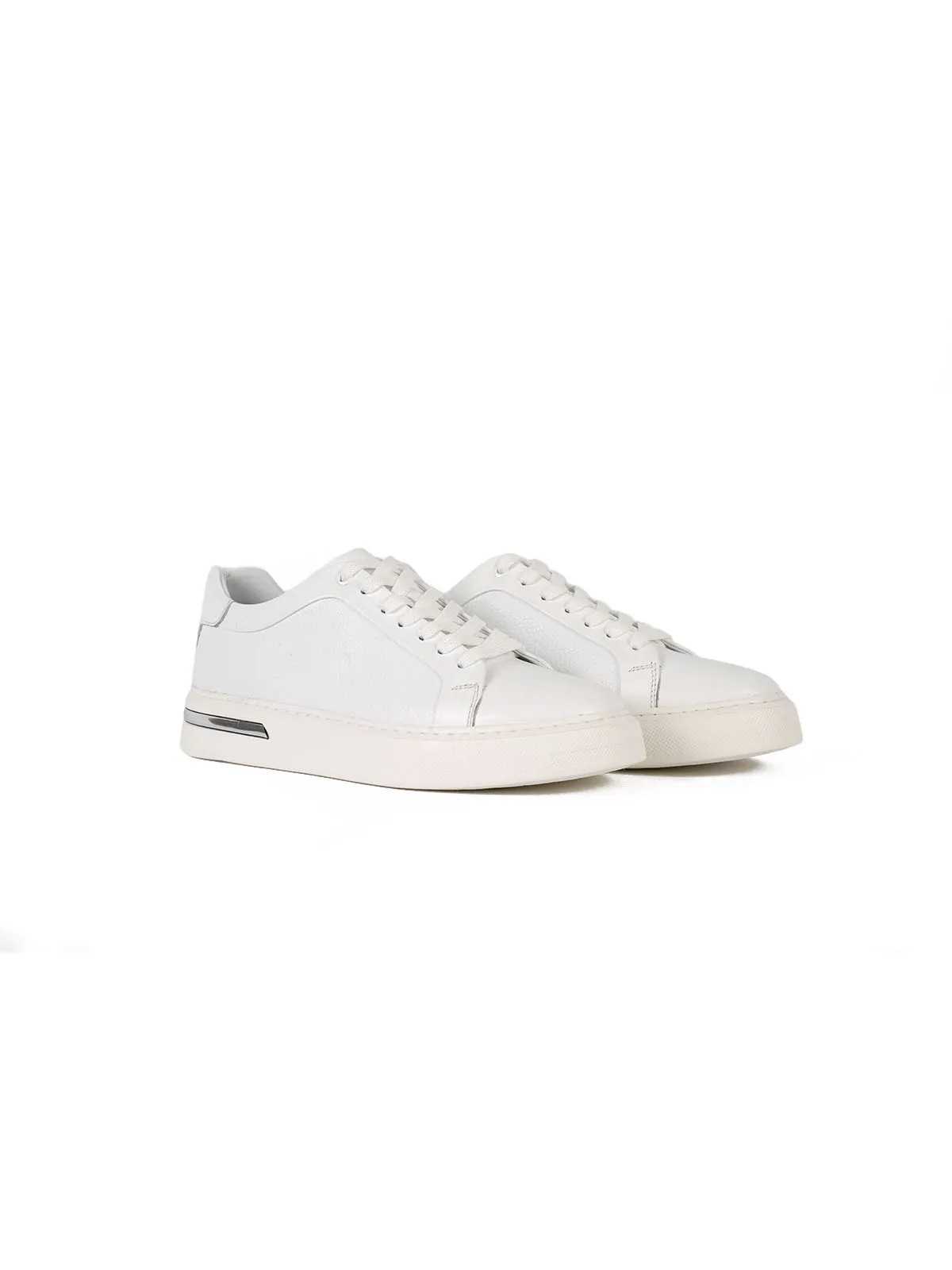 Eva Taban Metal Topuk Detay Cilt Deri Sneaker Beyaz 2