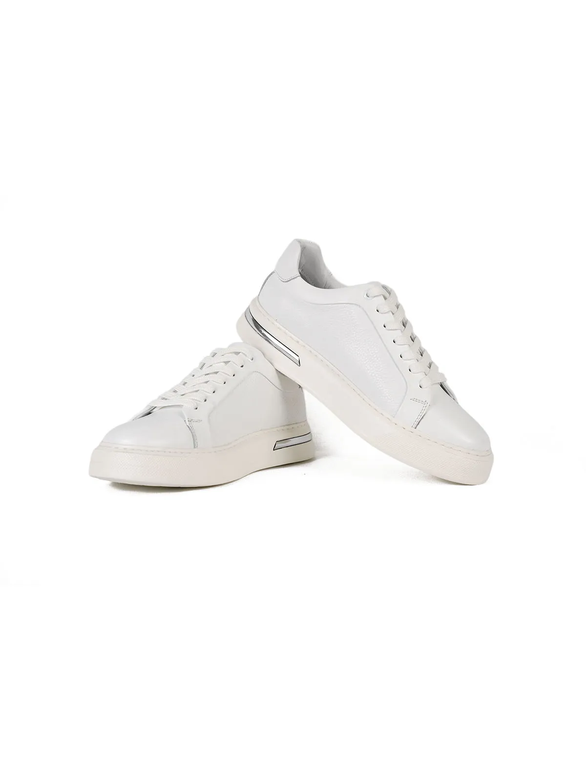 Eva Taban Metal Topuk Detay Cilt Deri Sneaker Beyaz 3