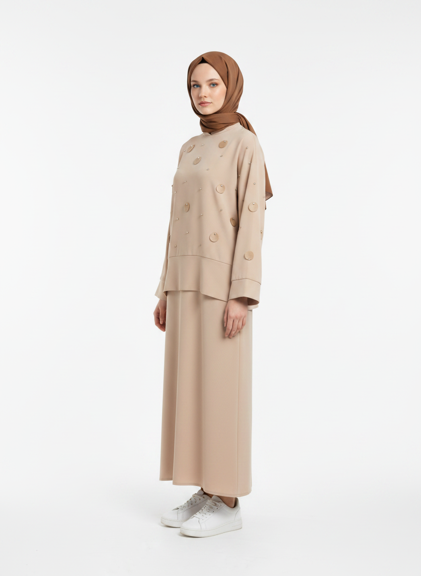 FTZ WOMEN ETEKLİ TAKIM Beige