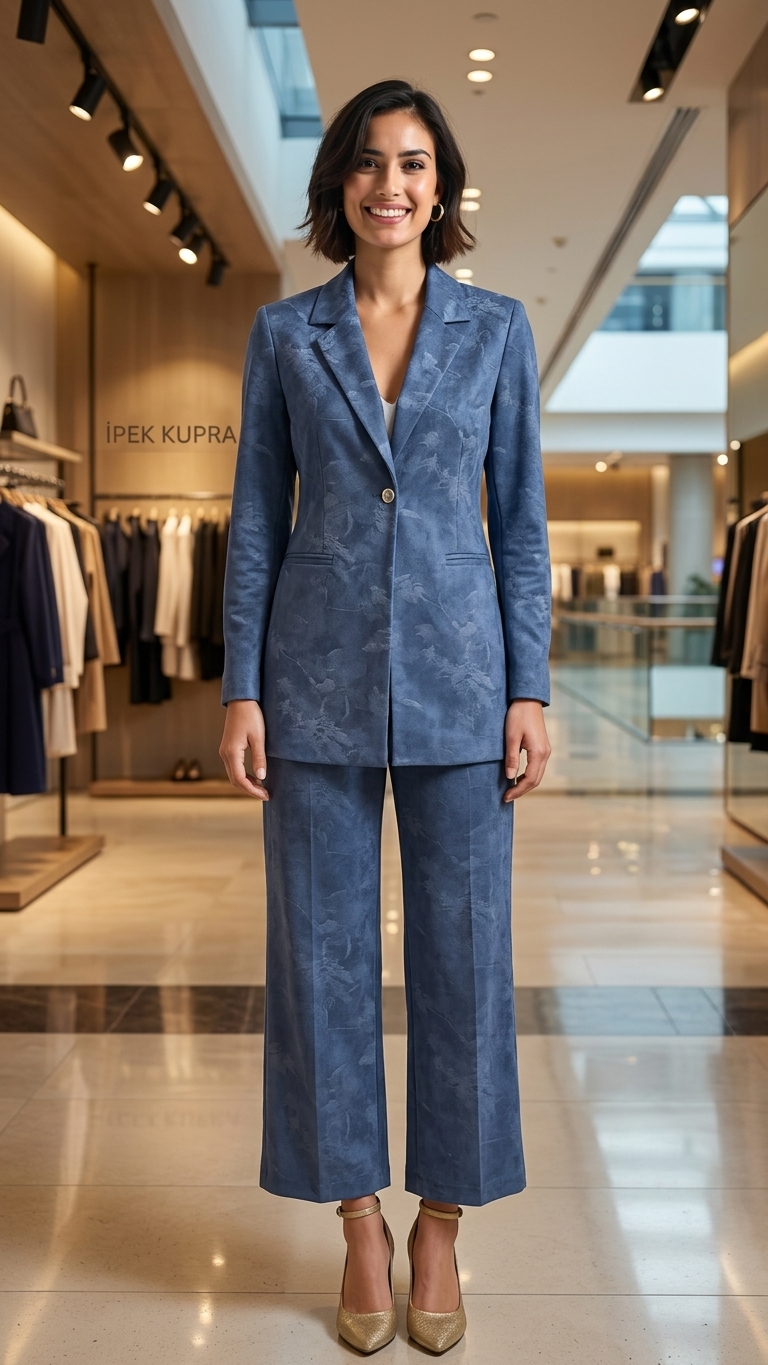 ALESYA PANTOLONLU TAKIM Indigo Mavisi