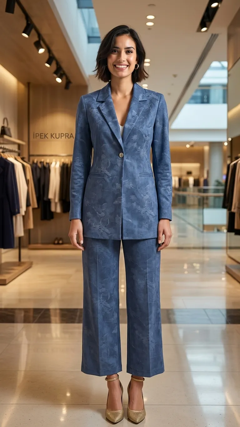 ALESYA PANTOLONLU TAKIM Indigo Mavisi