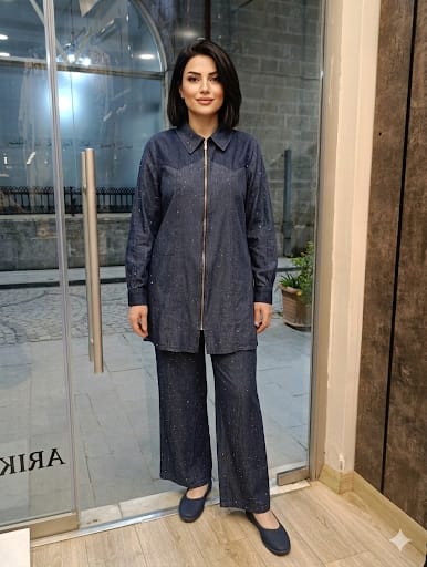 KAYRA PANTOLONLU TAKIM Kot Mavi