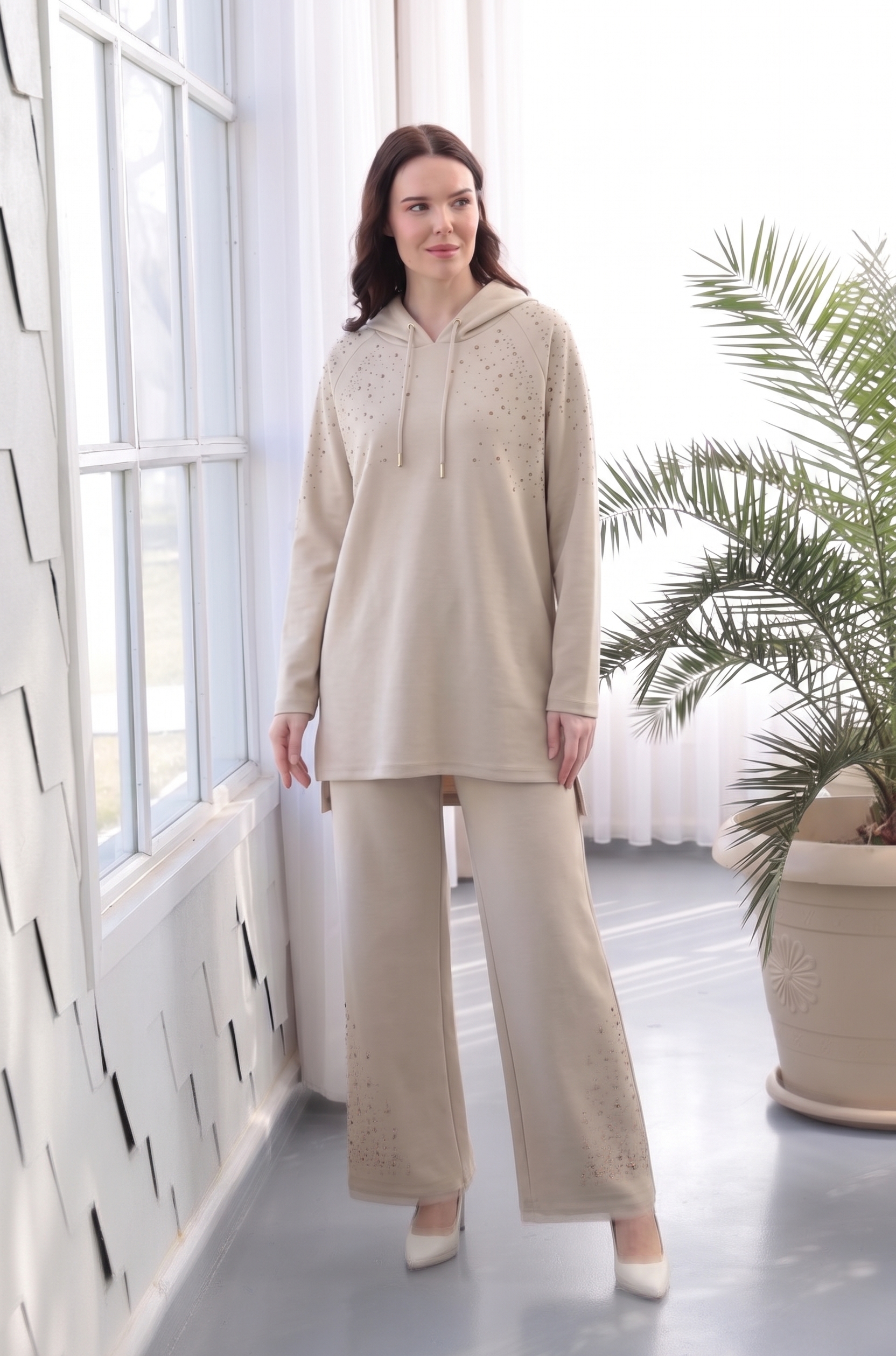 PUREVA MODAL TUNİK PANTOLON TAKIM Bej