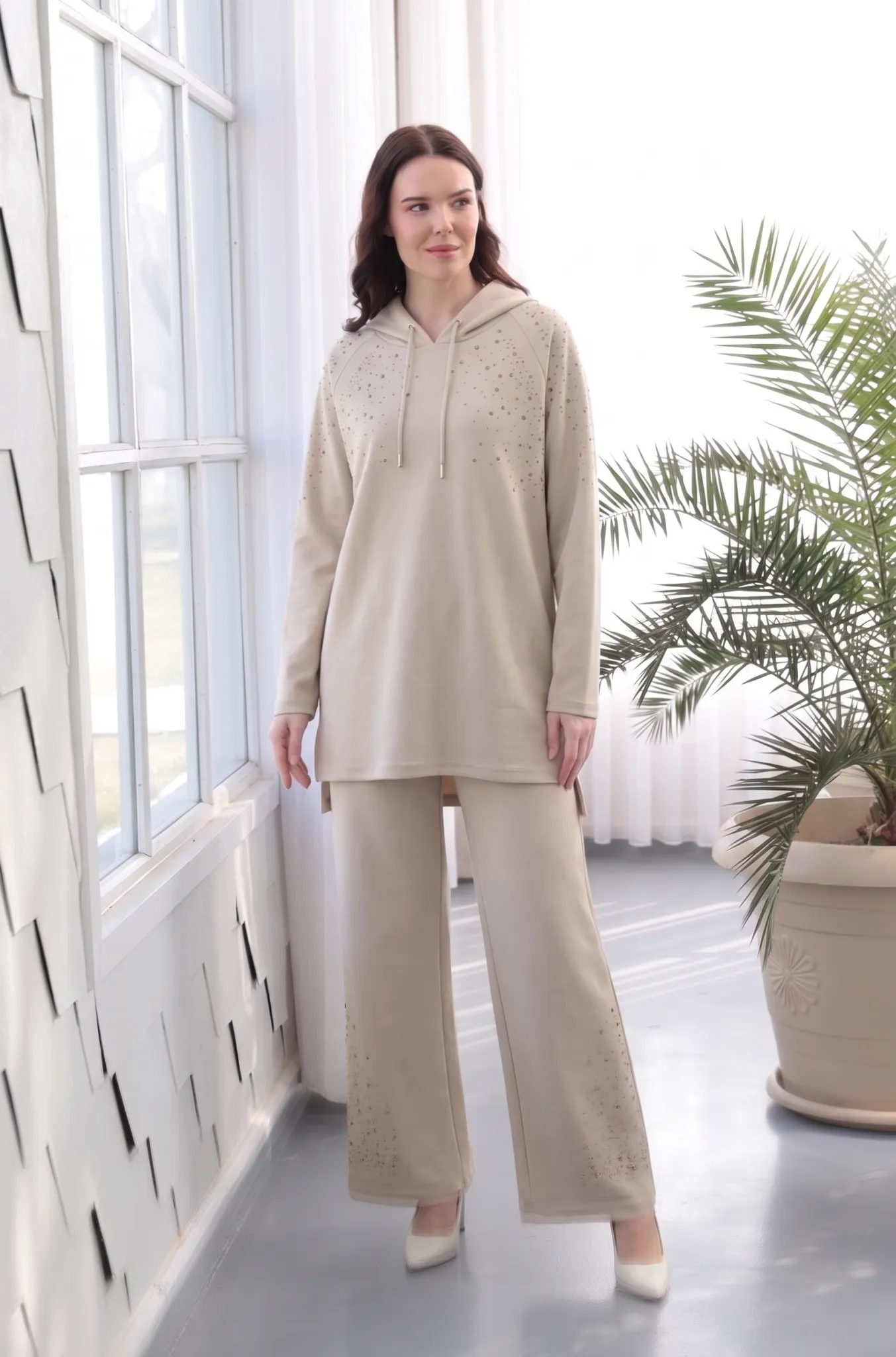 PUREVA MODAL TUNİK PANTOLON TAKIM Bej