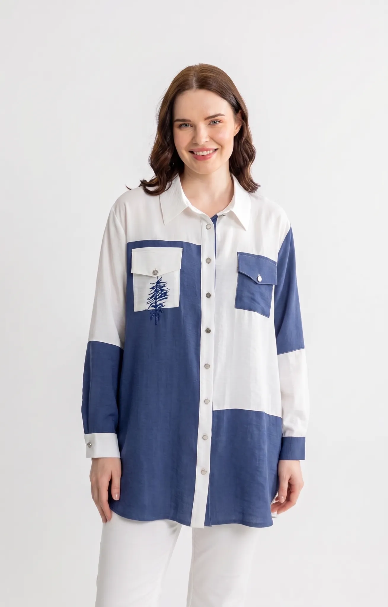 PUREVA TENCEL TUNİK TAŞLI Indigo