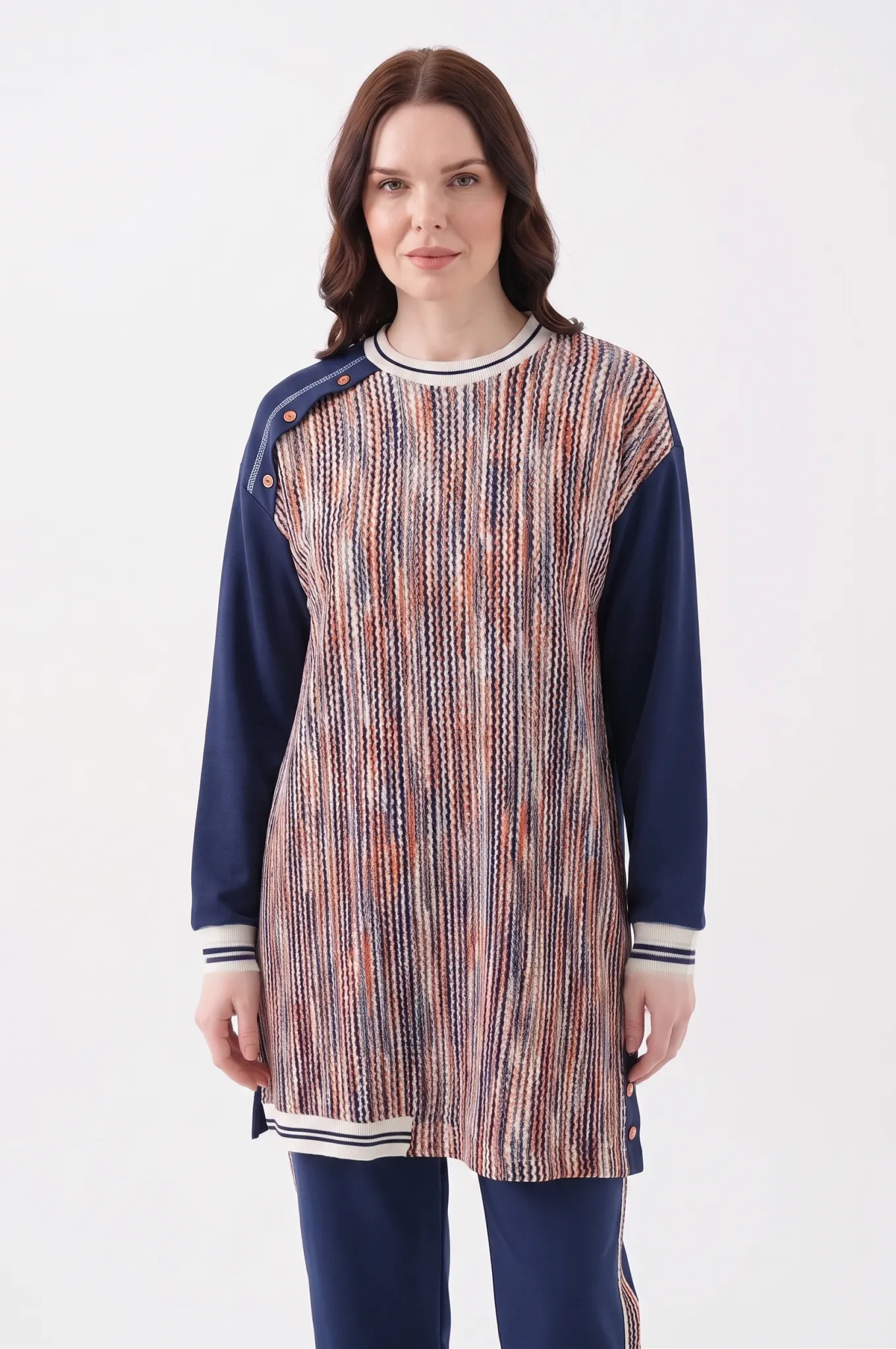 PUREVA BAMBU MODAL TUNİK PANTOLON TAKIM Lacivert