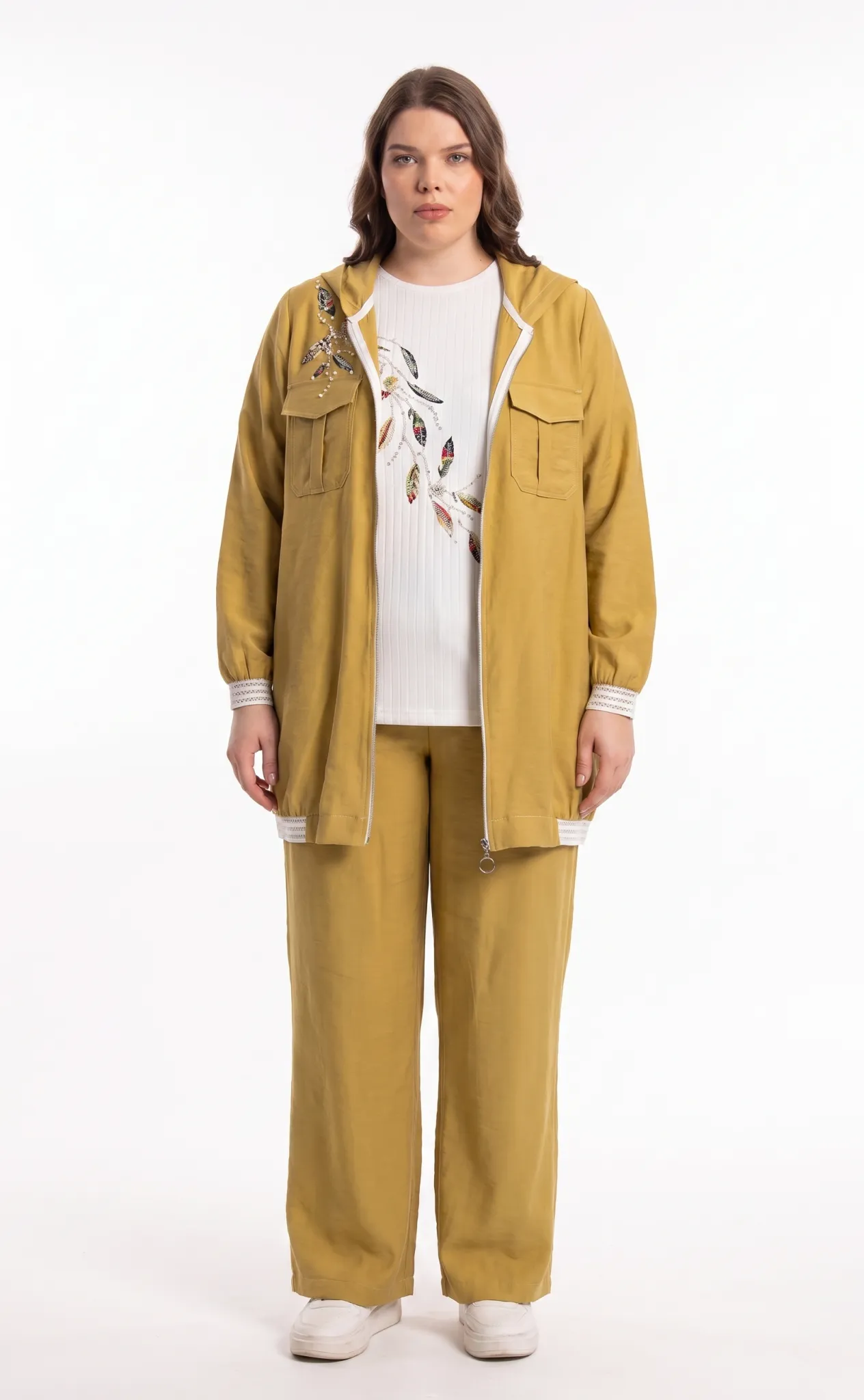 M'EVA PLUS TENCEL KAP & COTON PANTOLON & PENYE İÇLİK - ÜÇLÜ TAKIM Amber