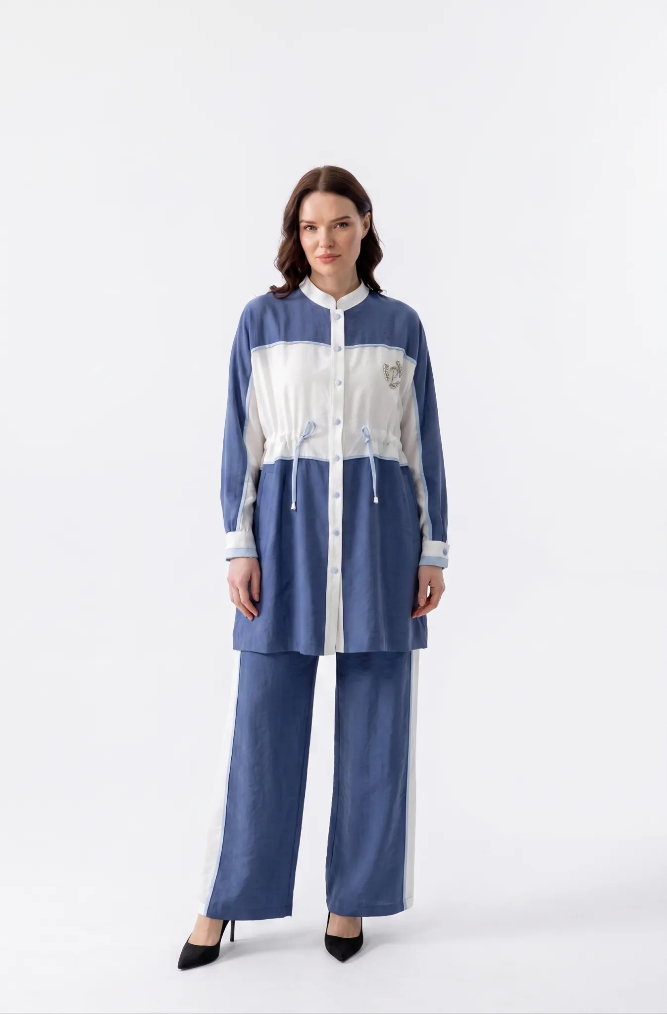 PUREVA TENCEL YELEK &  PANTOLON & PENYE İÇLİK -ÜÇLÜ TAKIM Indigo