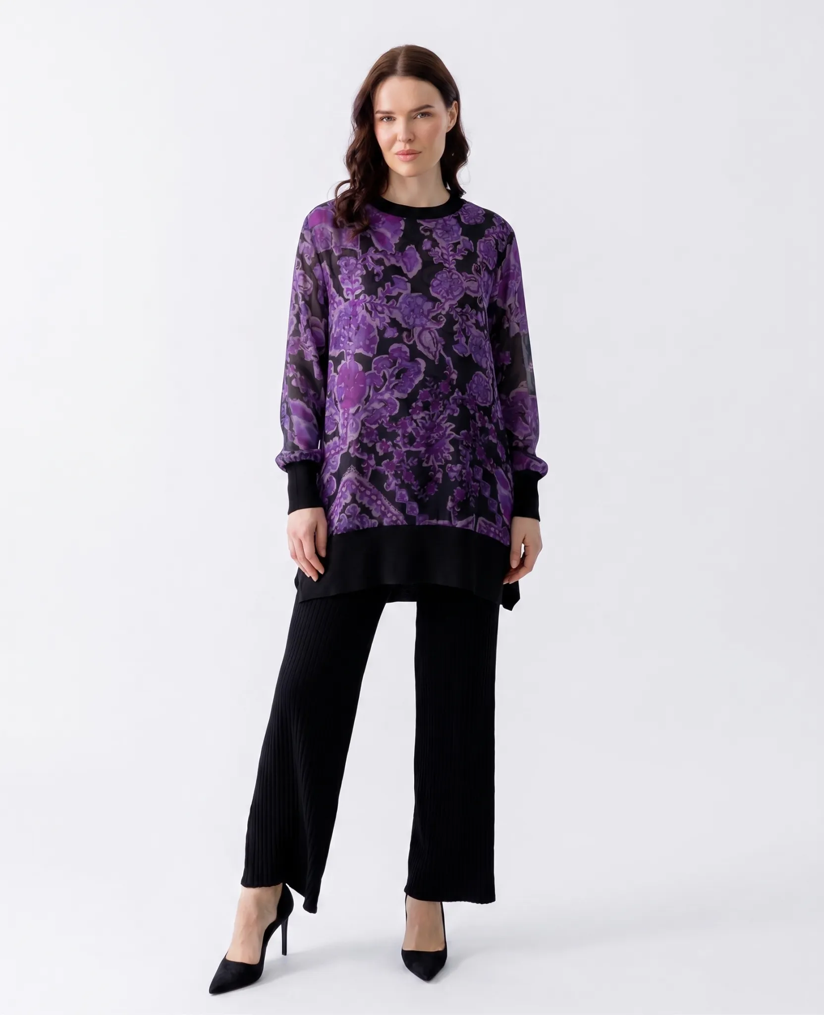 PUREVA CUPRA TUNİK Batik Desen Mor