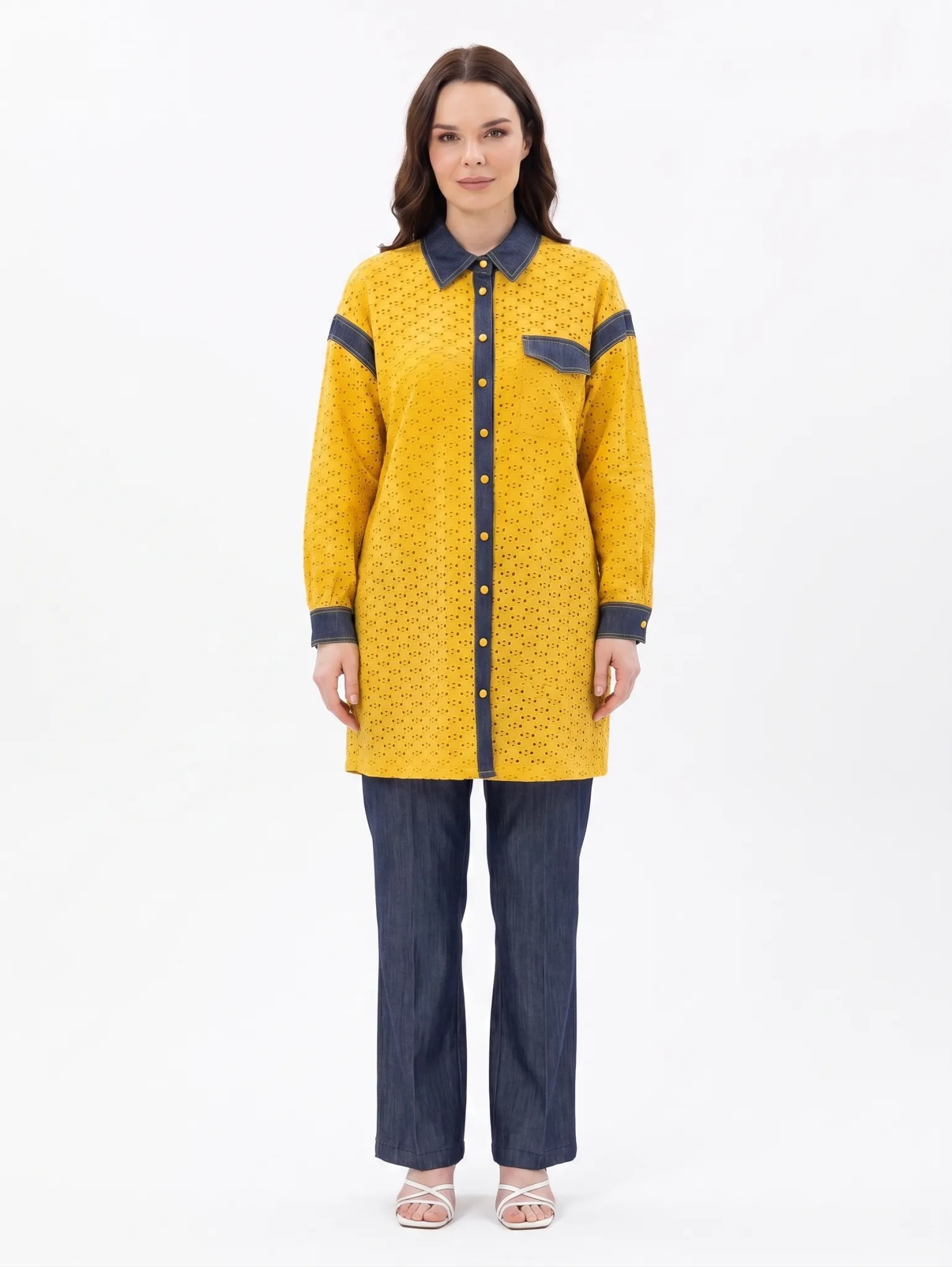 BLUEVA ÖRME GÜPÜR TAKIM  / BADİ - CEKET - PANTOLON Safran