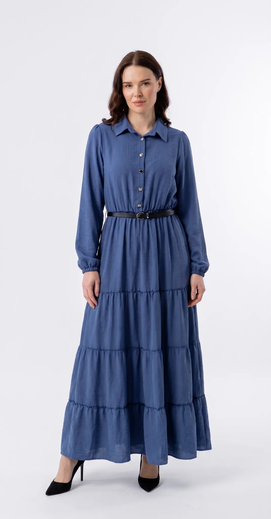 PUREVA TENCEL TAM BOY ELBİSE Indigo