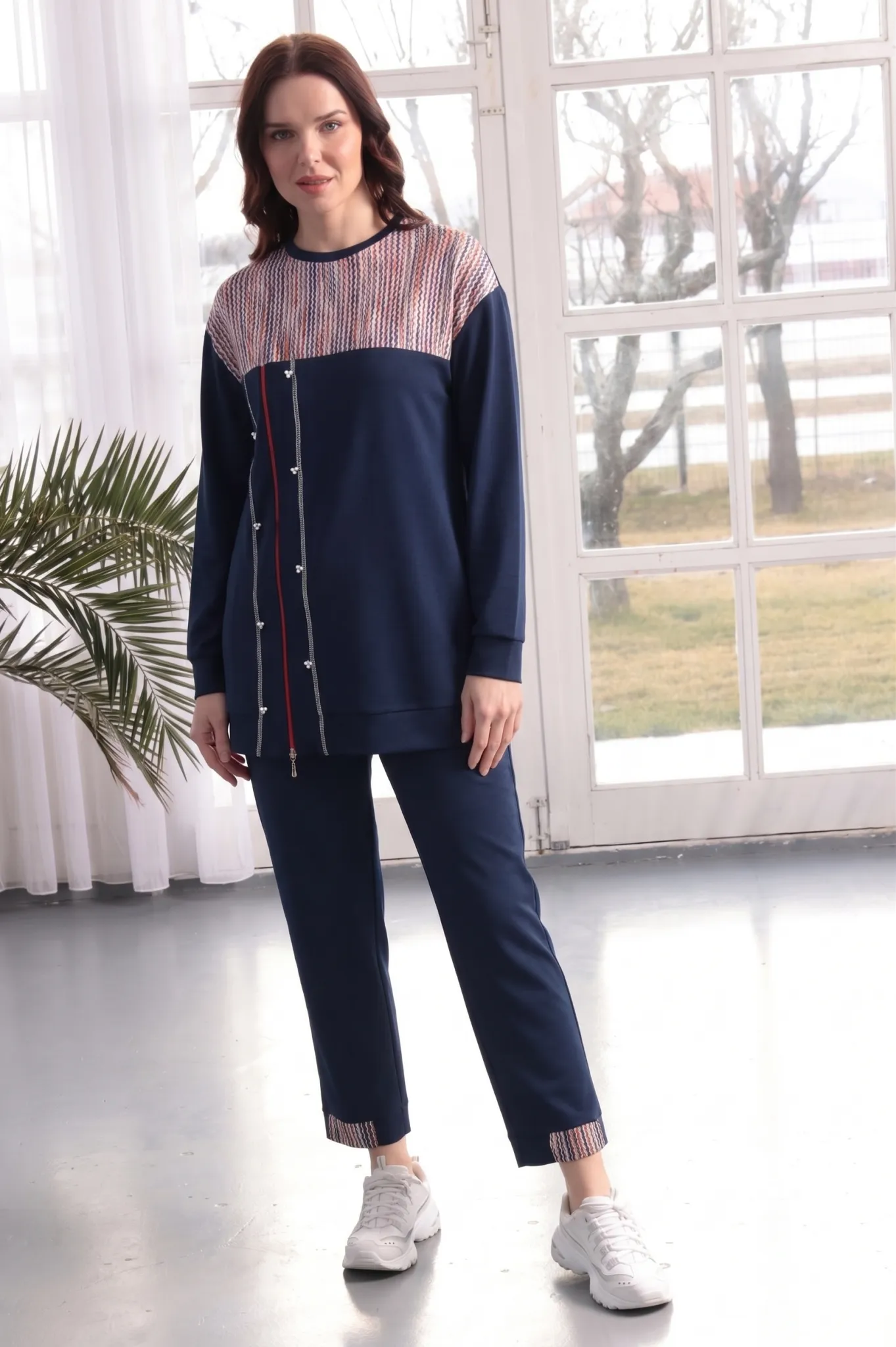 BLUEVA BAMBU MODAL TUNİK & PANTOLON TAKIM Lacivert
